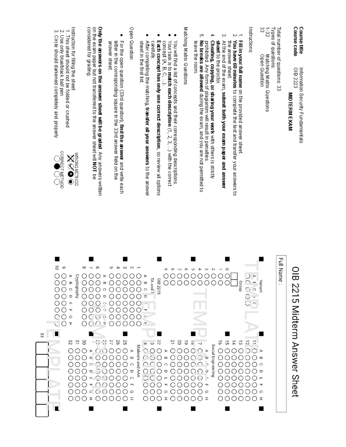 Midterm Format - Template - Course title Information Security ...