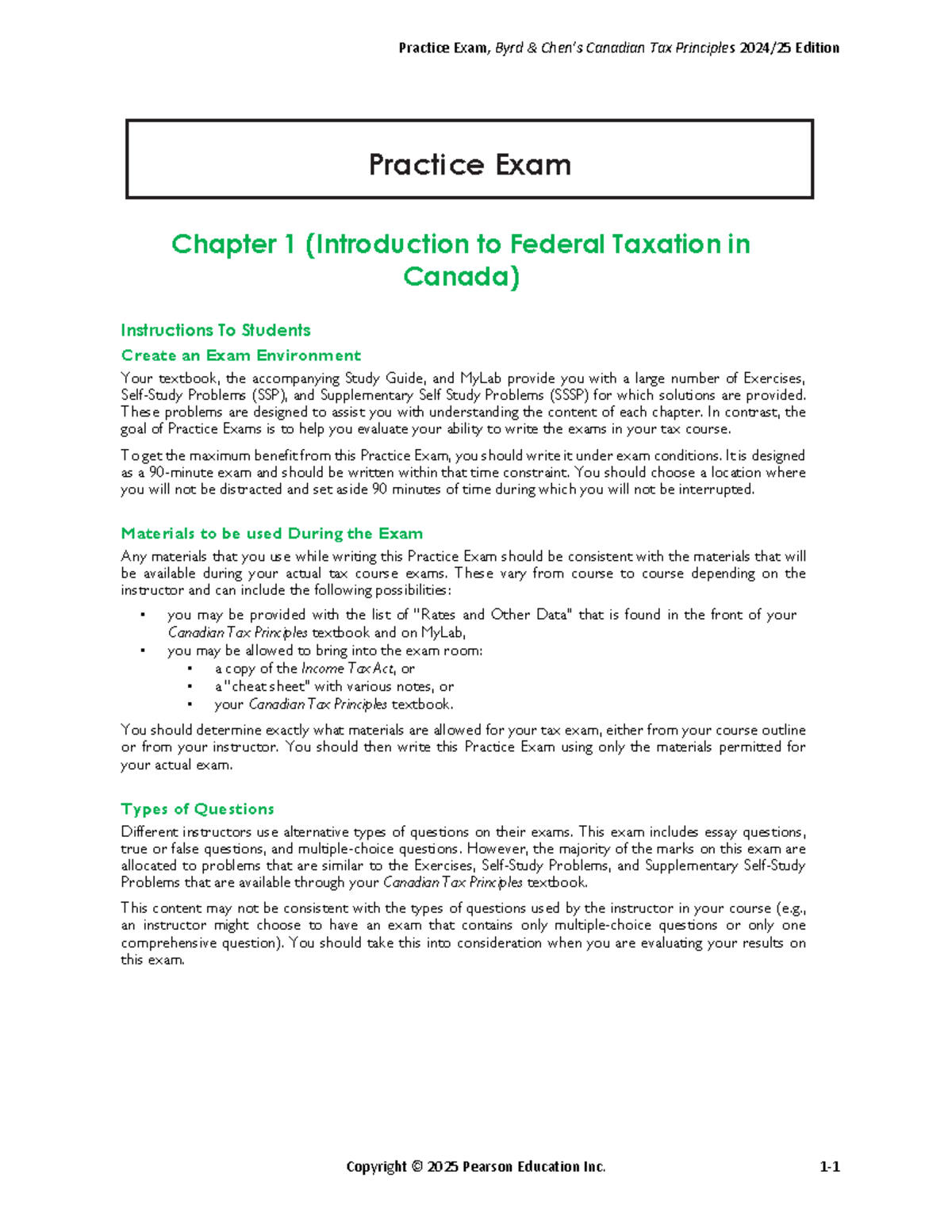 CTP 2024-25 Practice Exam Chapter 1: Intro to Federal Taxation - Studocu