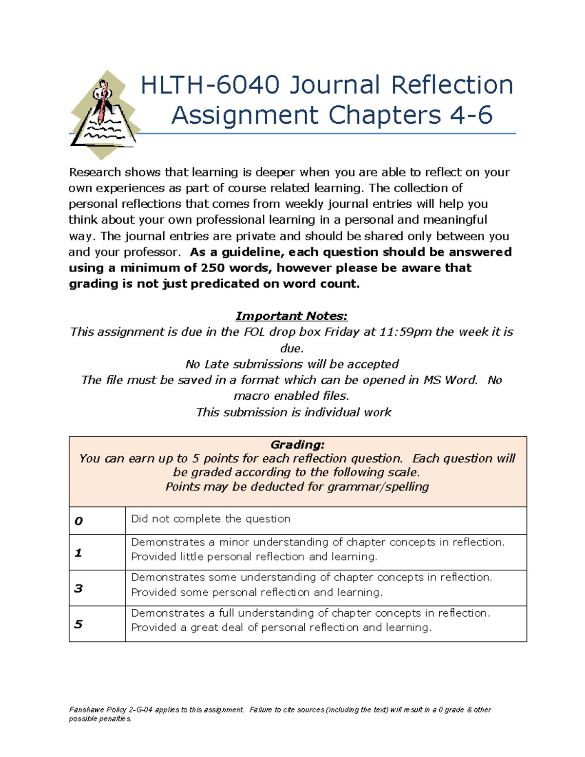 HLTH-6040 Journal Reflection: Chapters 4-6 Submission Guidelines - Studocu