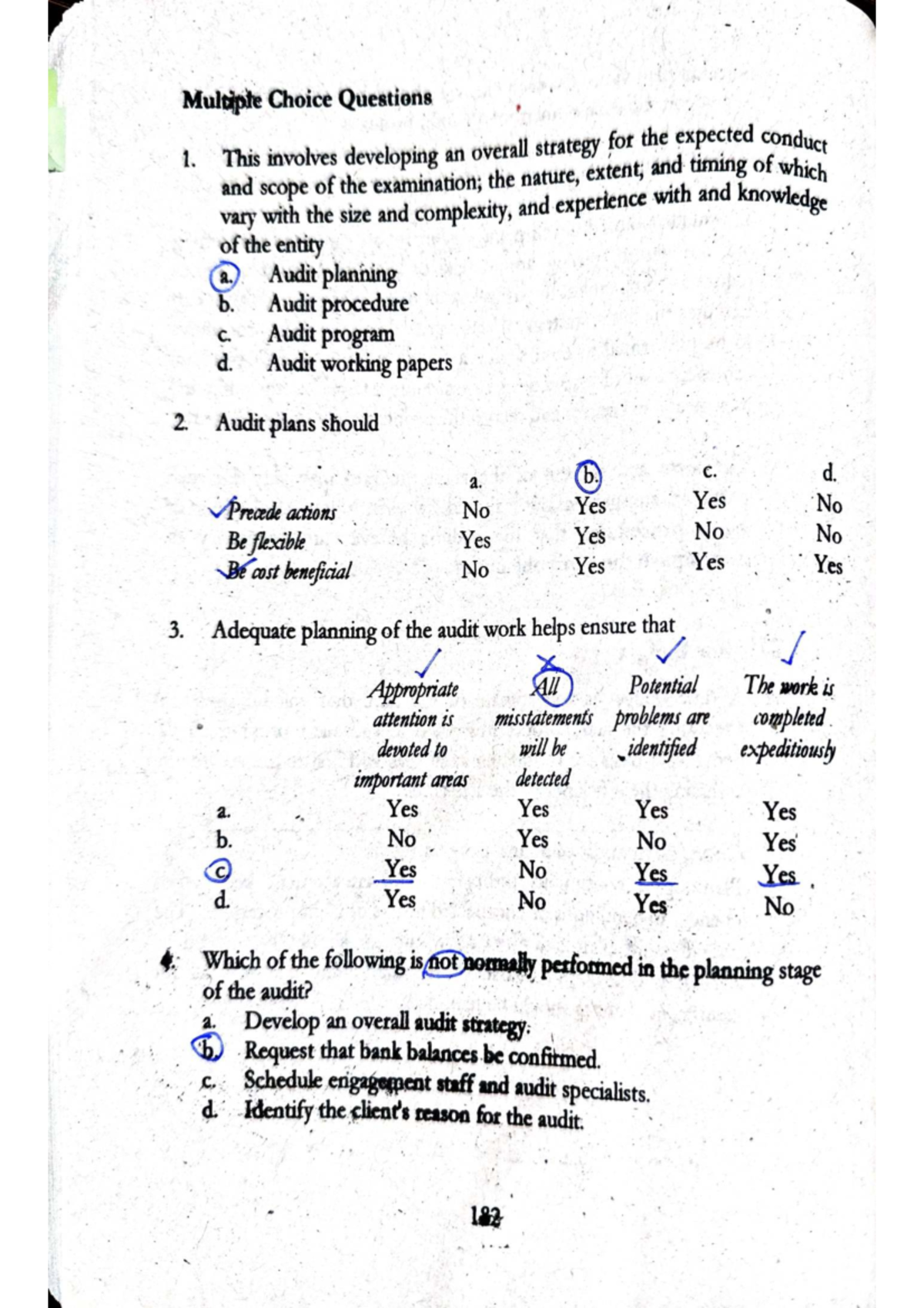 Audit Planning MCQs - ACCT 101 Final Exam Review - Studocu