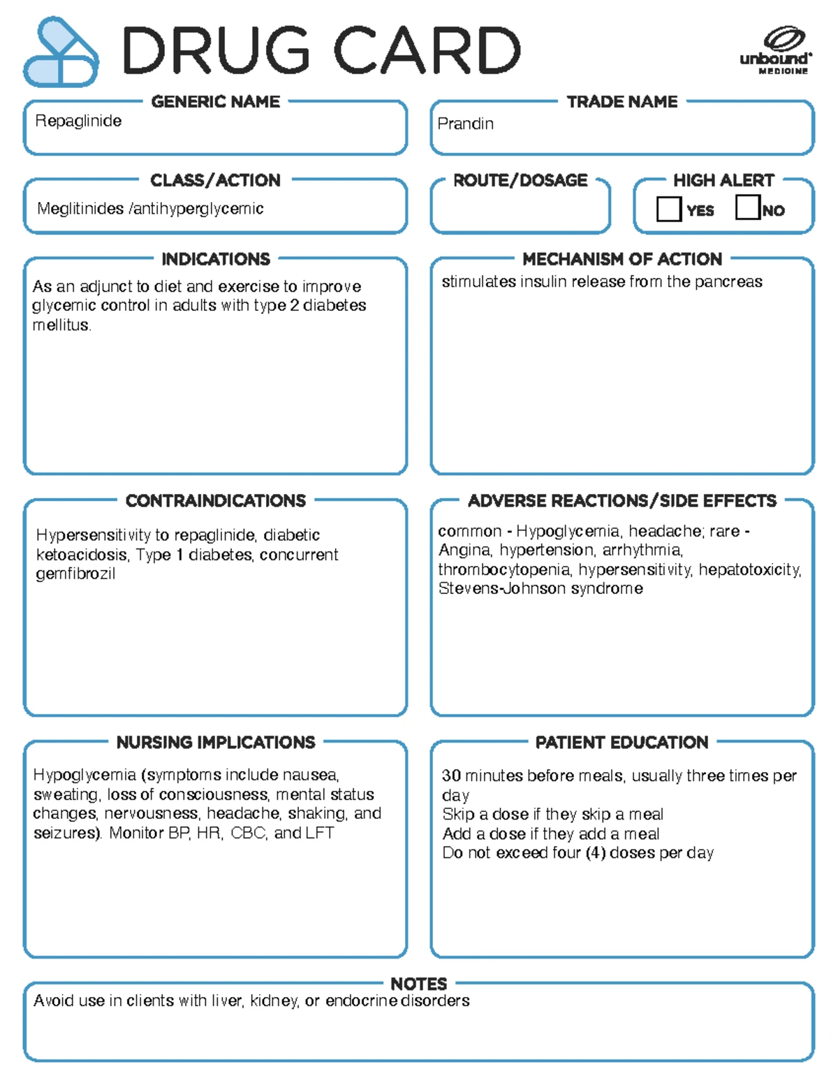 Pioglitazone - Antidiabetic Medication Card for Type 2 DM - Studocu