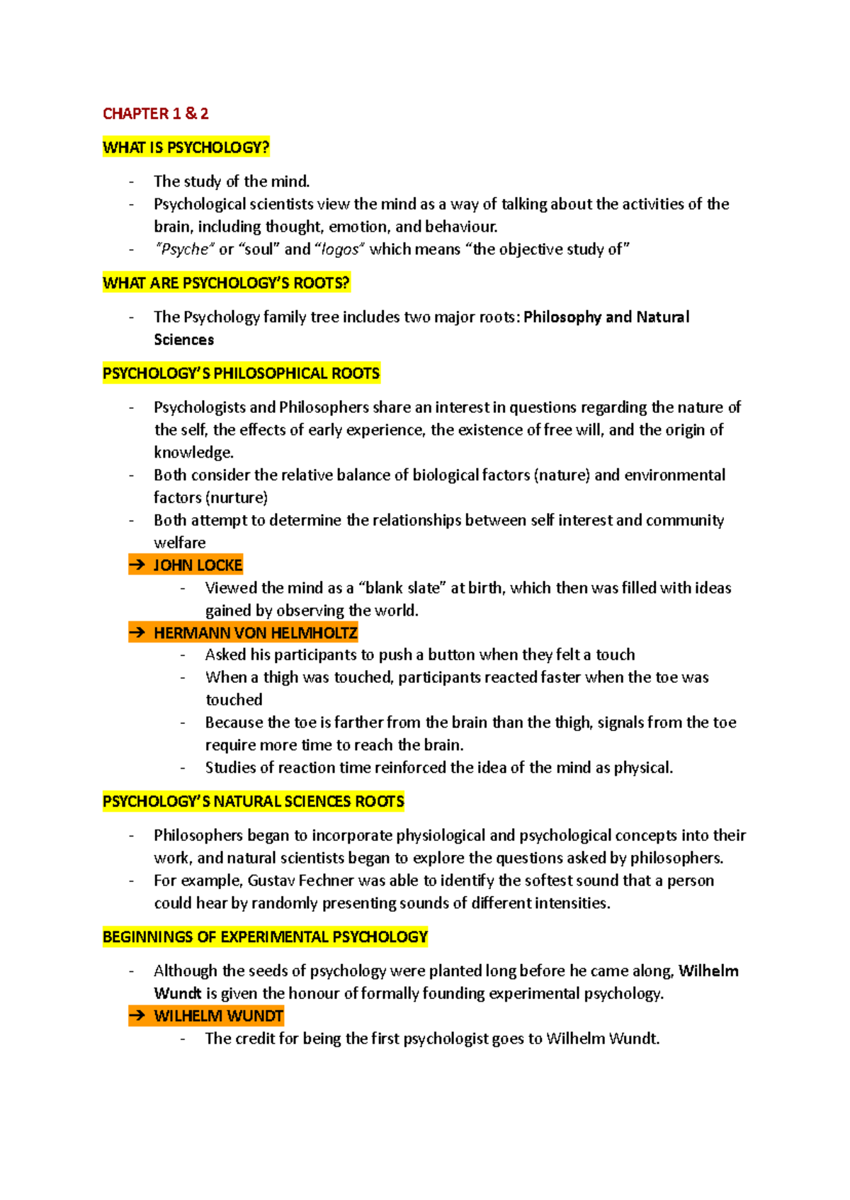 PSY100 - Comprehensive Lecture Notes on Psychology Fundamentals and ...