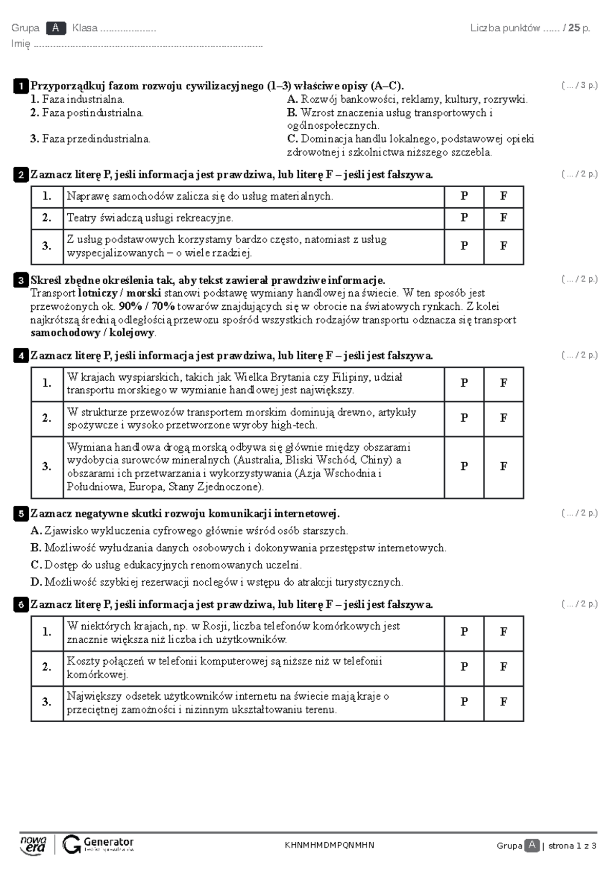 Bliżej Fizyki Sprawdzian Wiadomości Dział 6 Klasa 6 www.studocu.com