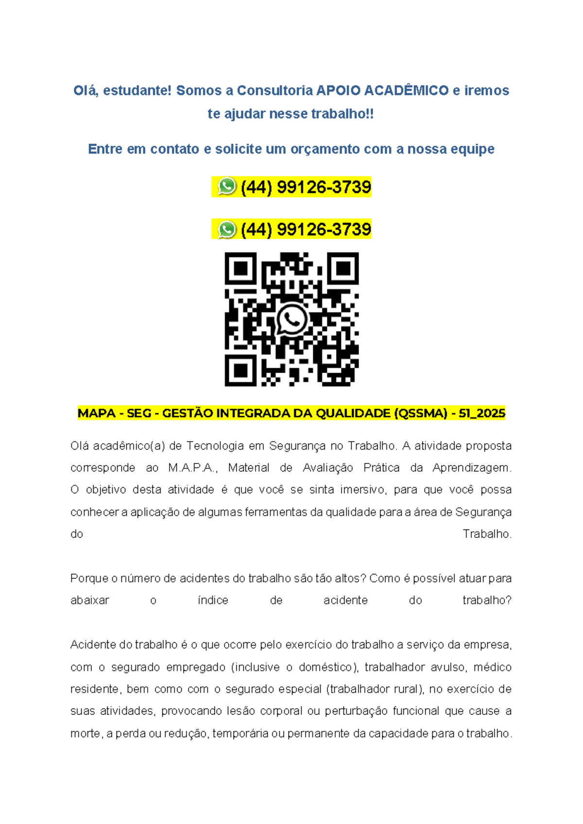 MAPA - SEG - Gestão Integrada DA Qualidade ( Qssma) - 51 2025 - Olá ...