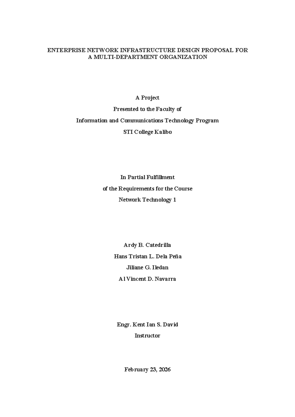 Network Technology 1: Enterprise Network Design Proposal - Studocu