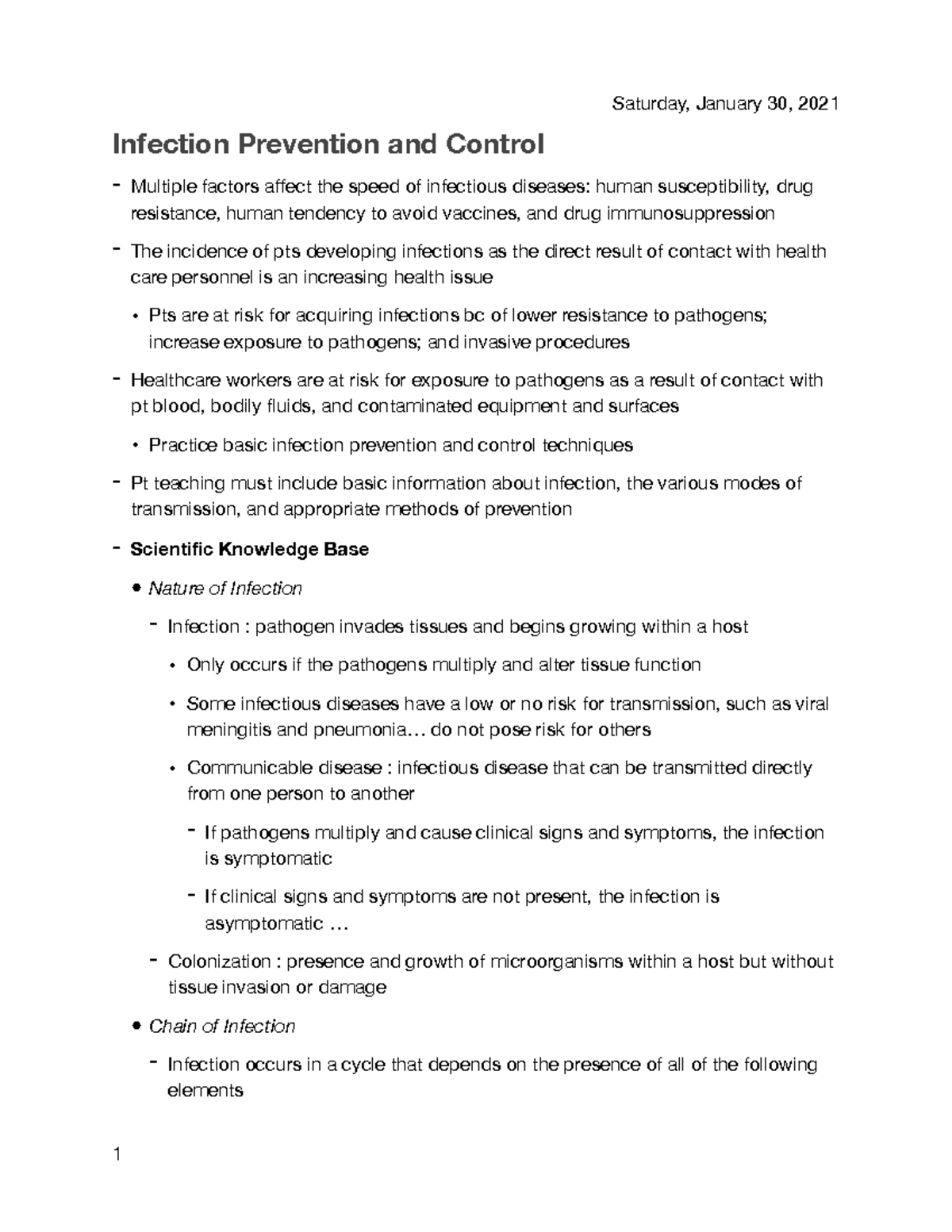 CH 28 - Infection Prevention and Control Lecture Notes - Studocu