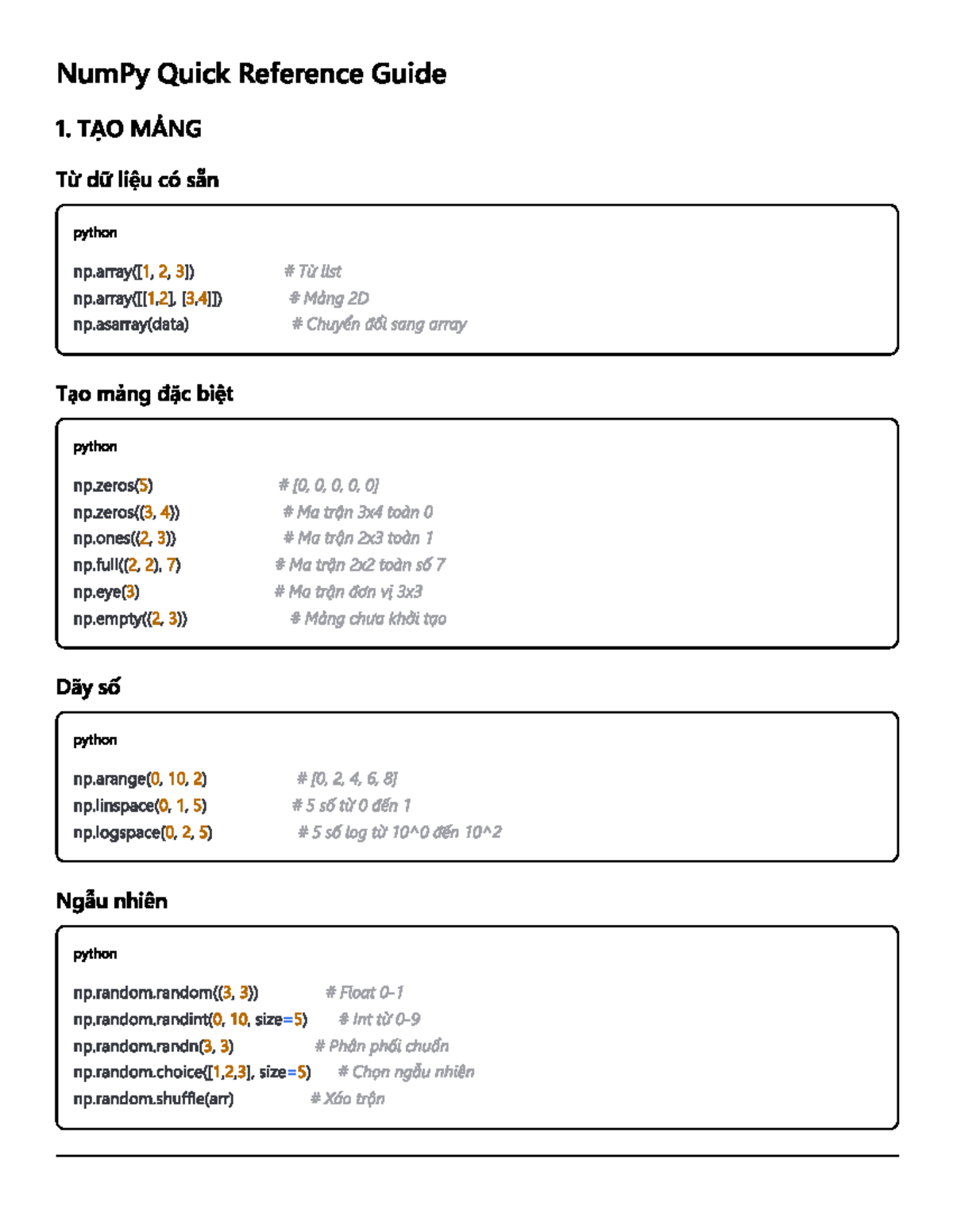 NumPy Quick Reference Guide - Numpy-in-py - Studocu