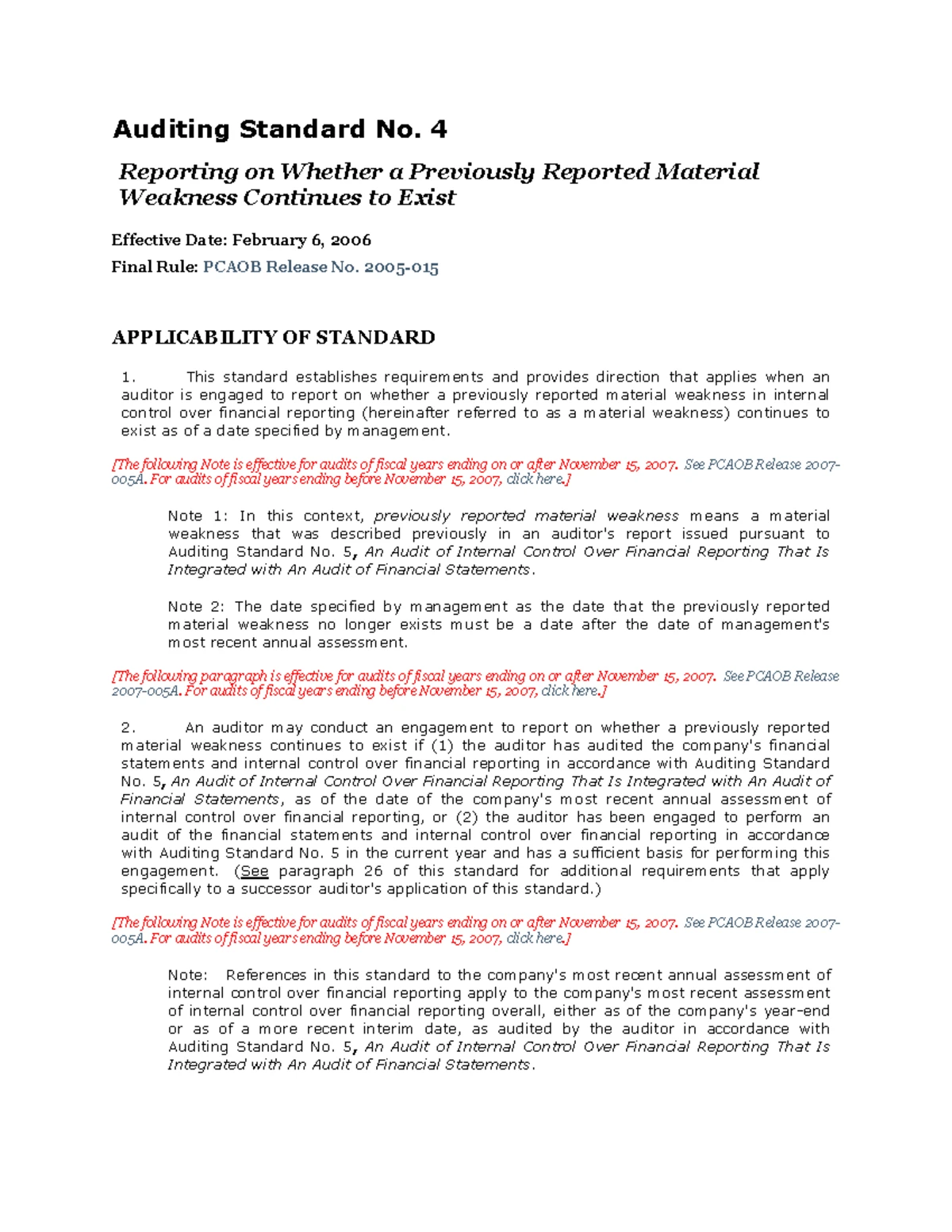 PCAOB Auditing Standard No. 5: Internal Control Over Financial ...
