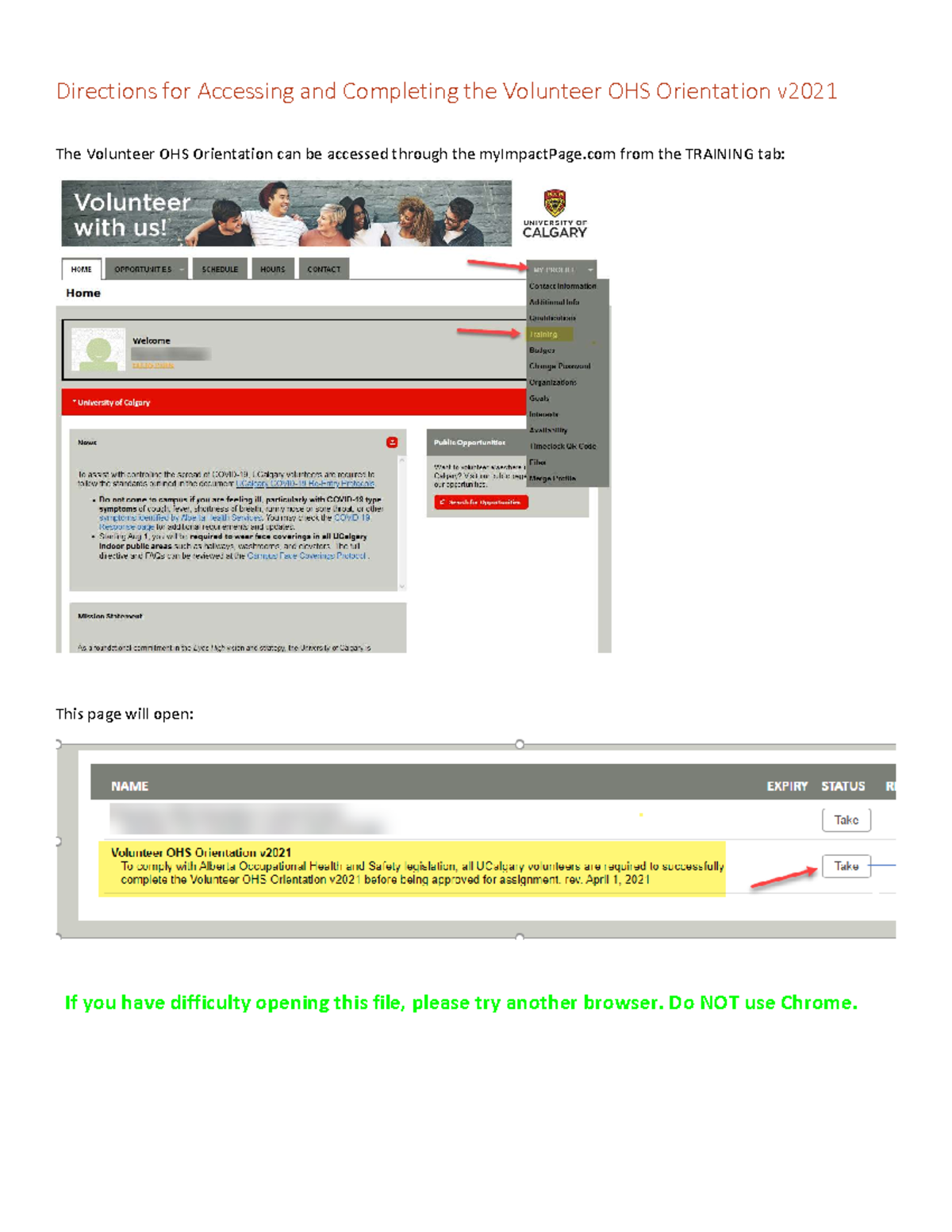 Access to OHS Training.v Mar2023 - Directions for Accessing and ...