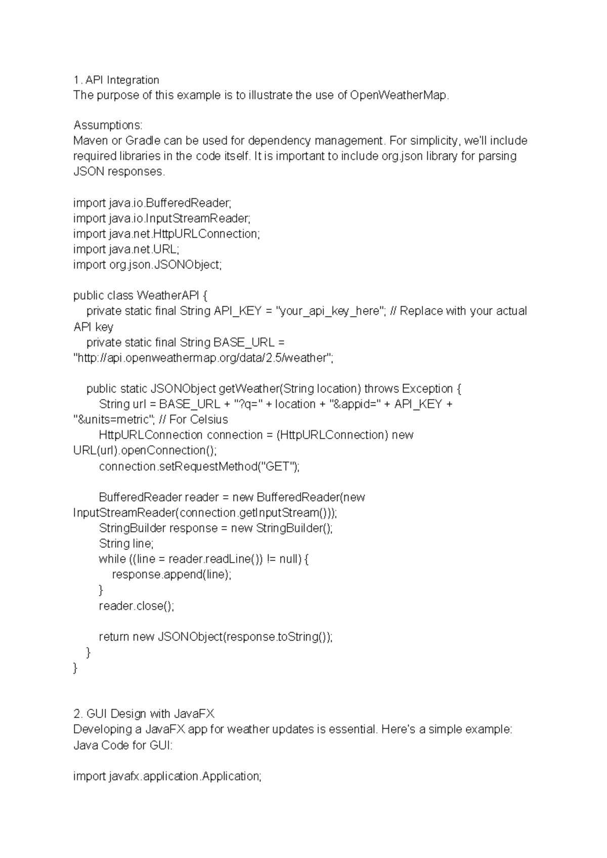 Untitled document - thursday assignment - API Integration The purpose ...