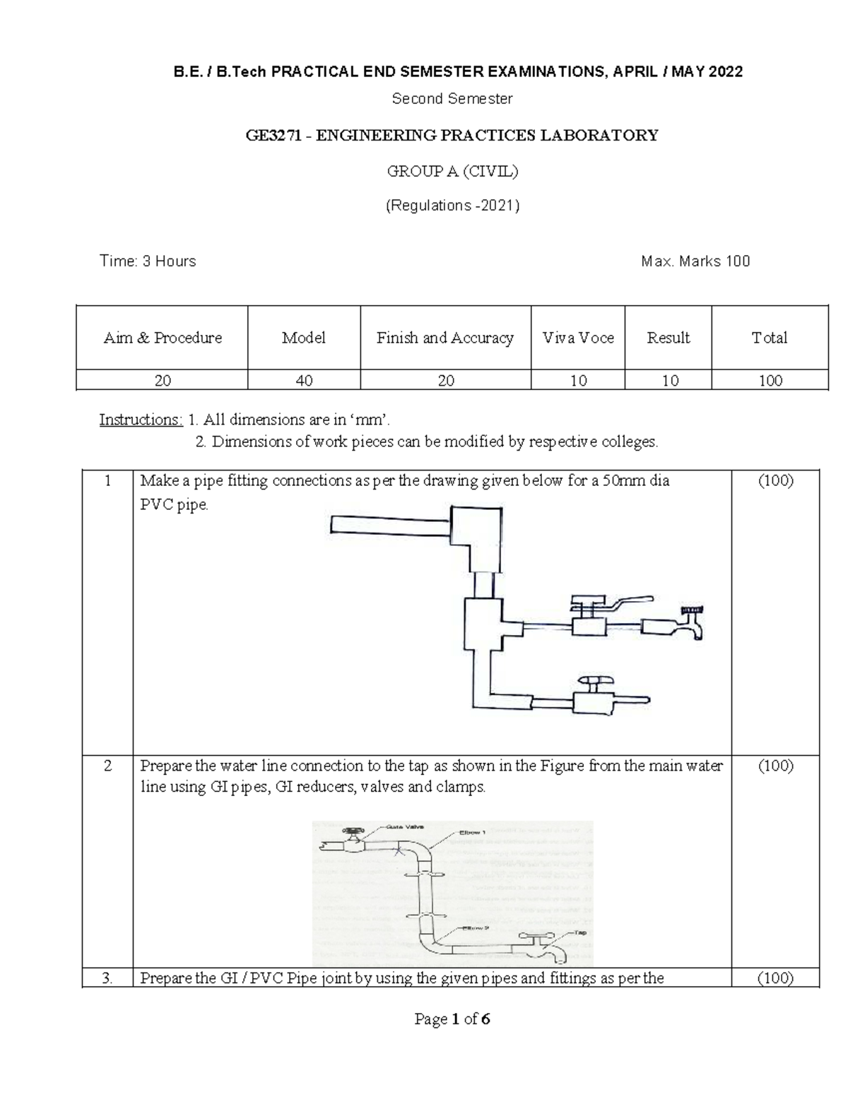 GE3271 - Civil Engineering Practices Lab - End Sem Exam 2022 - Studocu