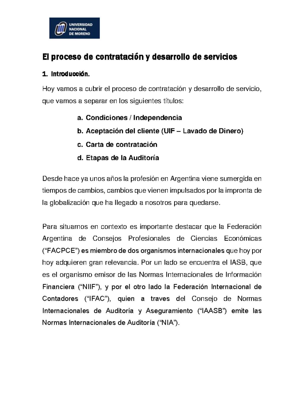 2 - Auditoria - Proceso de Contratación y Desarrollo de Servicios - Studocu