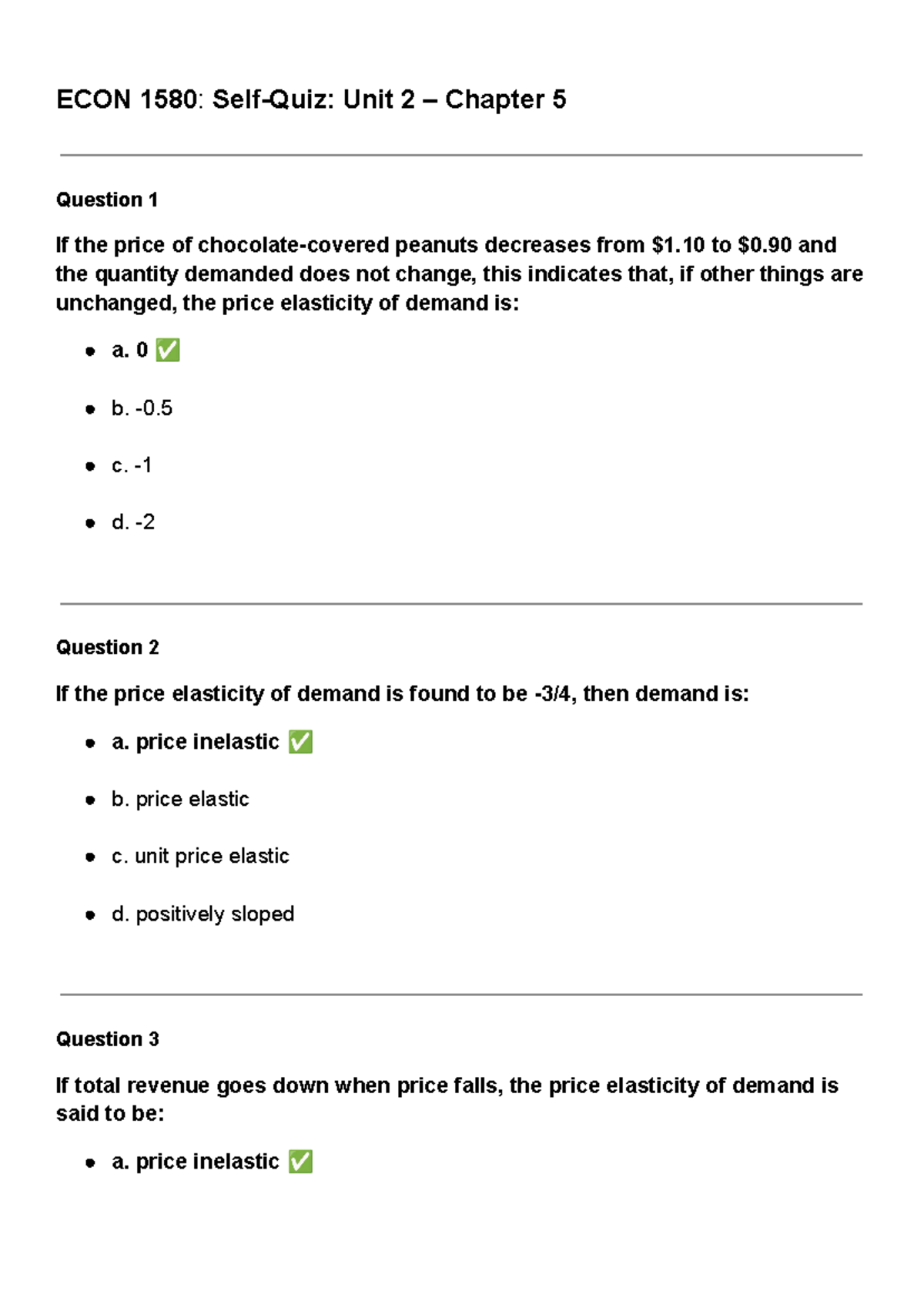 ECON 1580 - Self-Quiz Unit 2 - Chapter 5 - ECON 1580: Self-Quiz: Unit 2 ...
