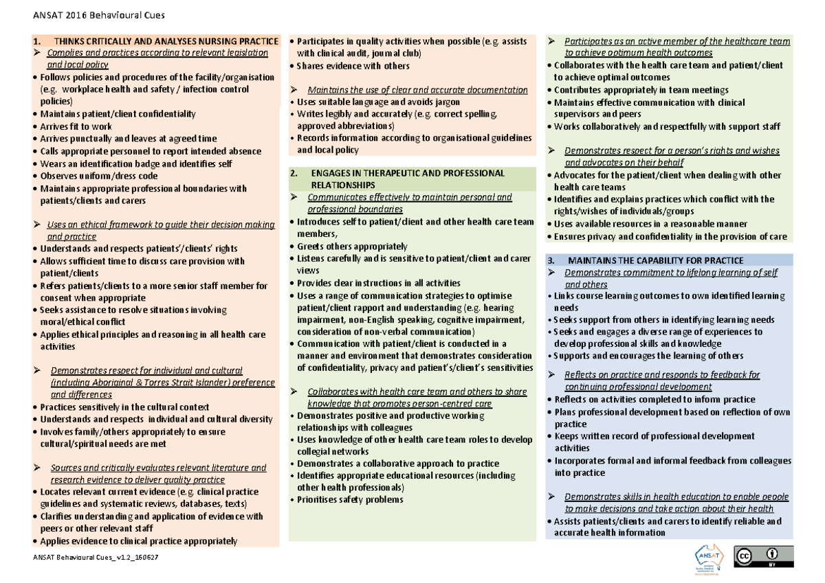 Ansat behavioural cues - ANSAT 2016 Behavioural Cues 1. THINKS ...