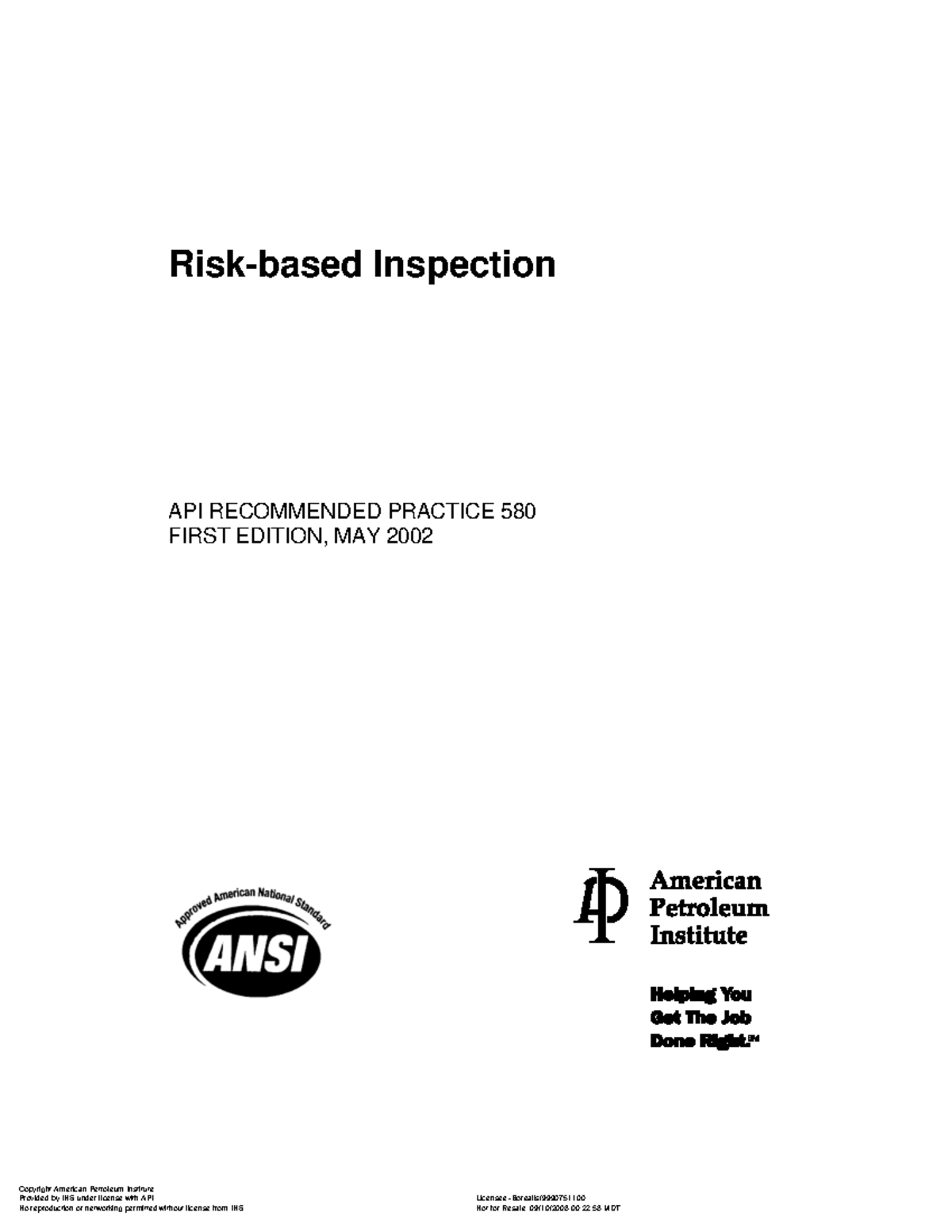 API RP 580: Risk-Based Inspection Guidelines for Fixed Equipment - Studocu