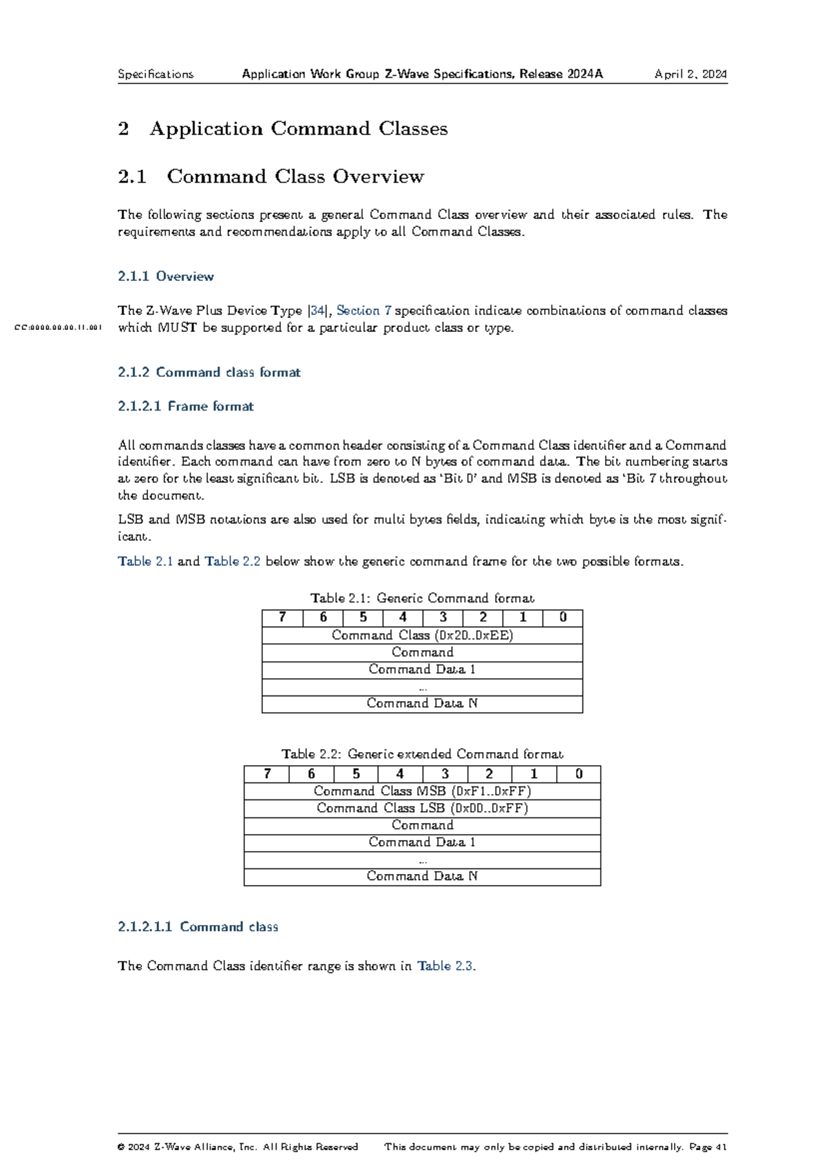 Z-Wave Specification AWG V5: Command Class Overview & Rules - Studocu