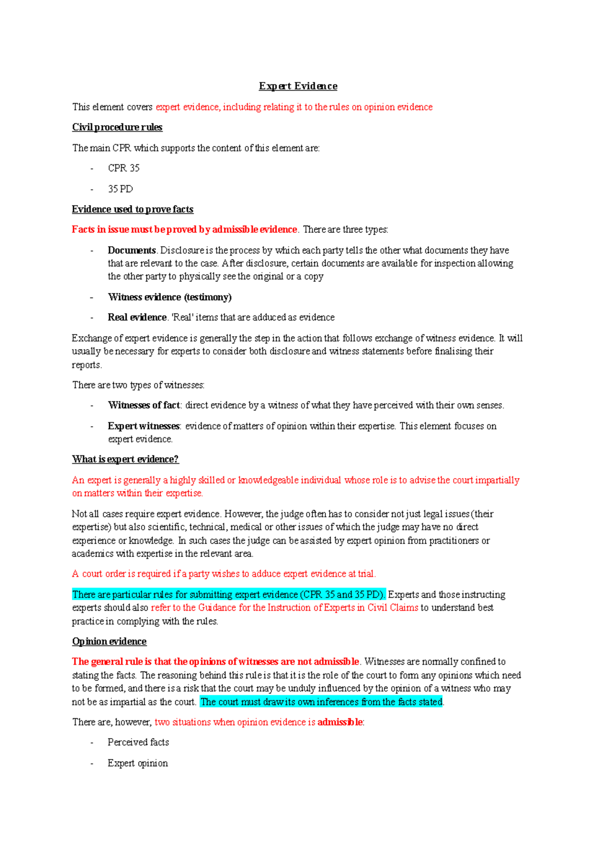 Expert Evidence in Civil Procedure: Understanding CPR 35 and Opinion ...
