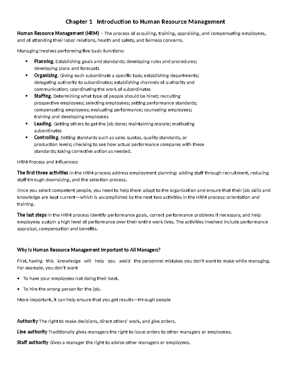 Chapter 1: Introduction to Human Resource Management (HRM) Overview ...