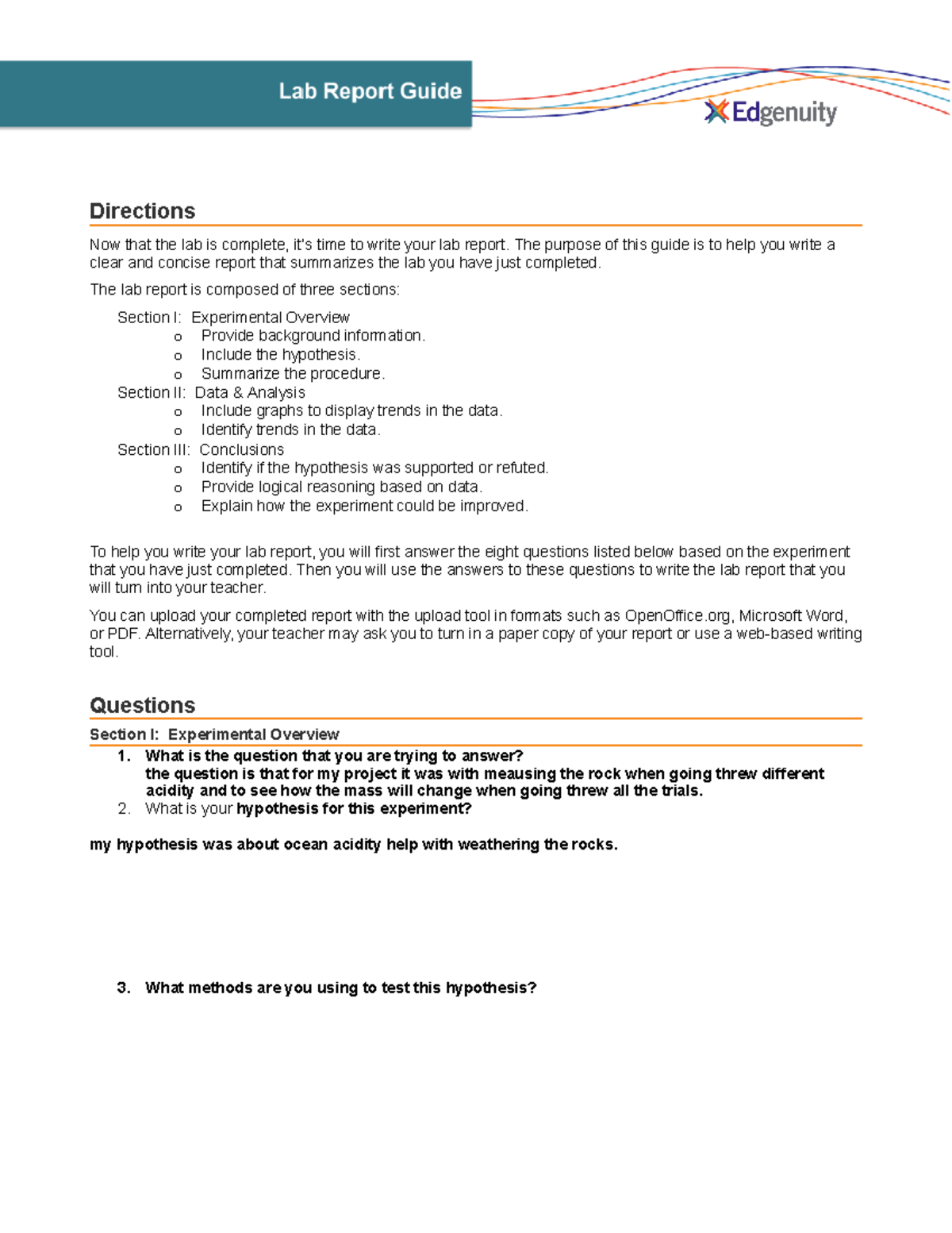 Lab-report-guide - jnjnjn - Directions Now that the lab is complete, it ...
