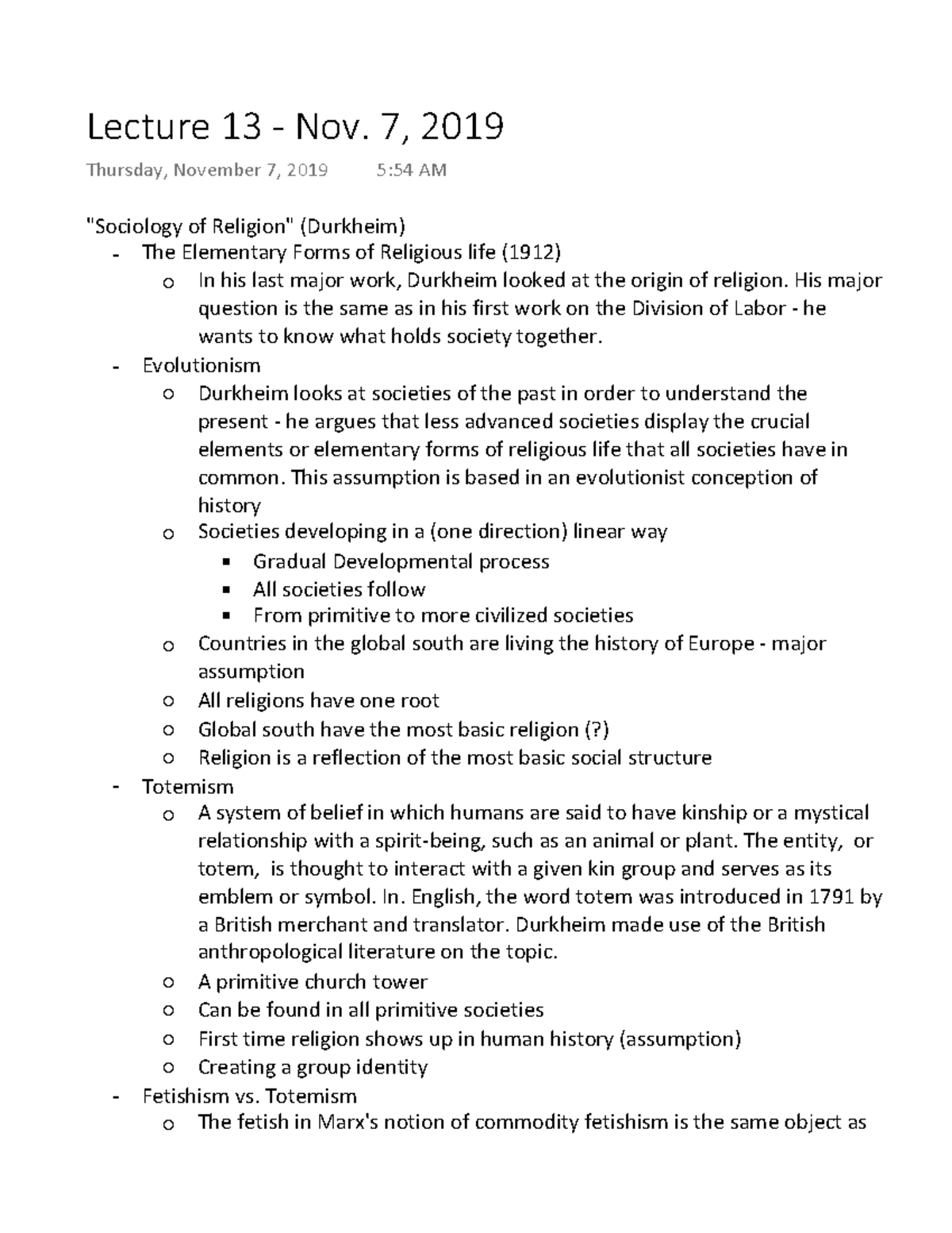 Lecture 13 - Sociology 101 - "Sociology of Religion" (Durkheim) The ...