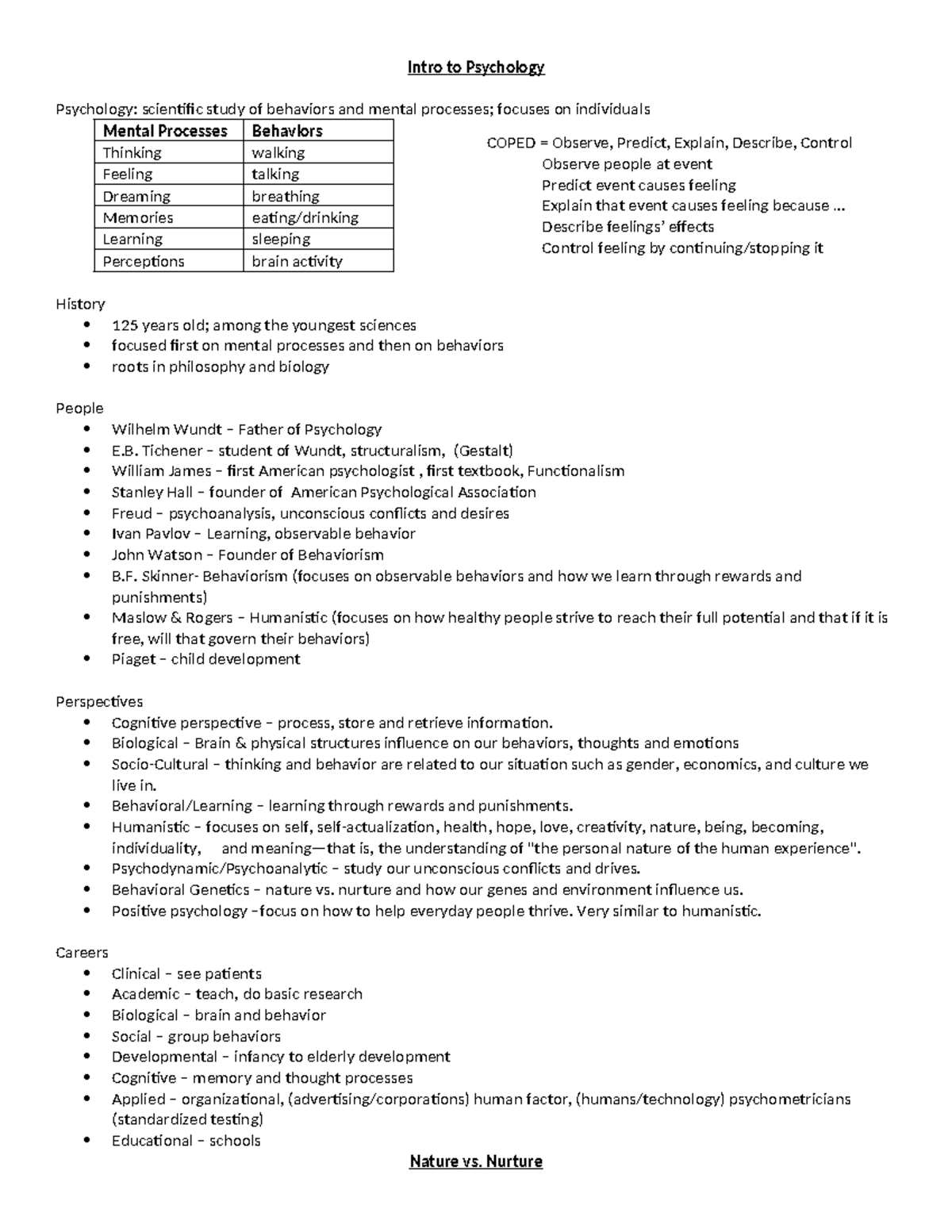 Psychology 101: Comprehensive Lecture Notes on Key Concepts - Studocu