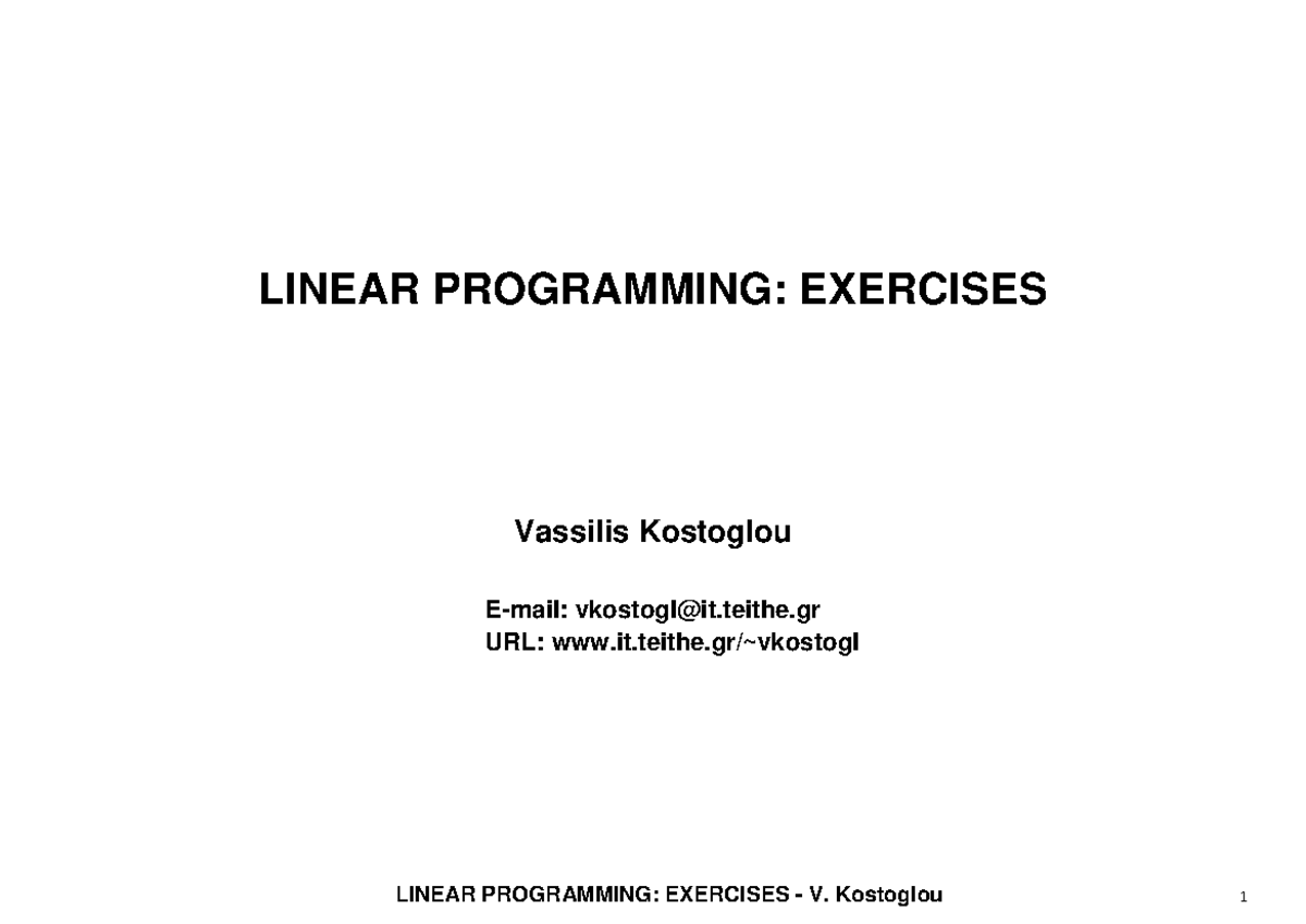 Linear Programming Exercises - MIT 15.053S13 - Studocu