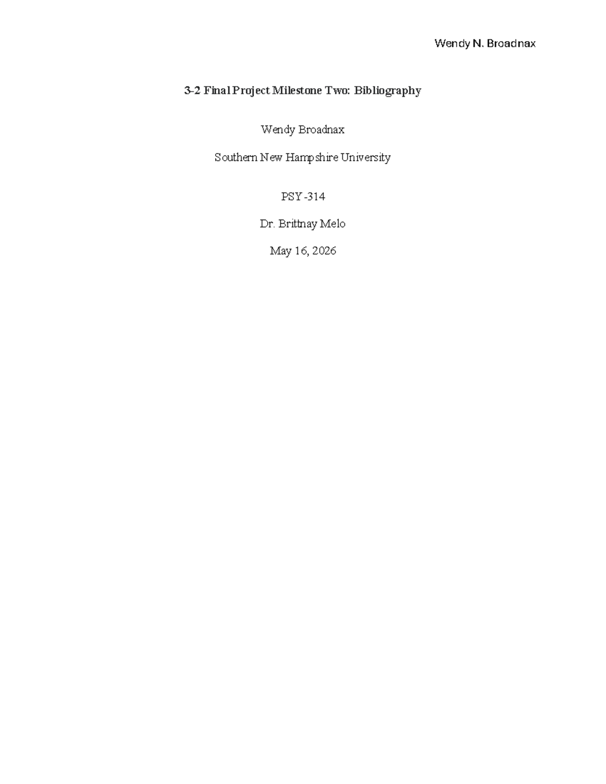 PSY 314 Final Project Milestone 2: Annotated Bibliography - Studocu