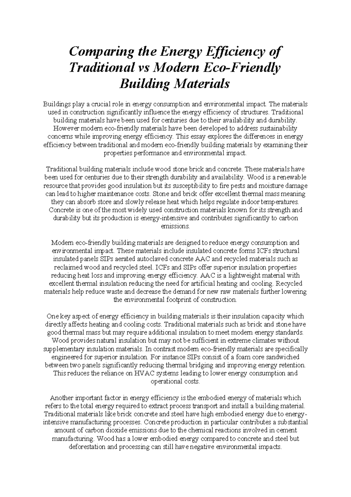Comparing the Energy Efficiency of Traditional vs. Modern Eco-Friendly ...