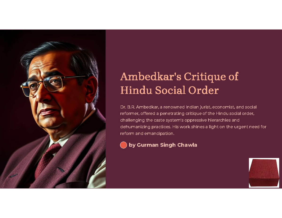 GC: Ambedkar's Critique of the Caste System and Social Hierarchy - Studocu