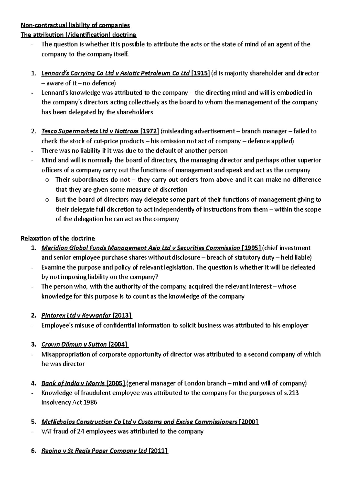 Topic 2 Cheat Sheet: Direct Liability of Companies in Tort Law - Studocu
