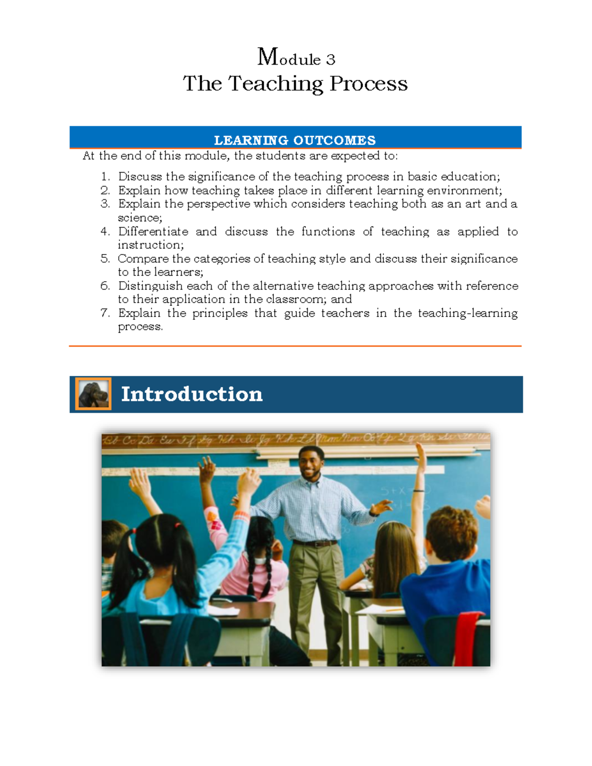 Module 3: Understanding the Teaching Process in Basic Education - Studocu