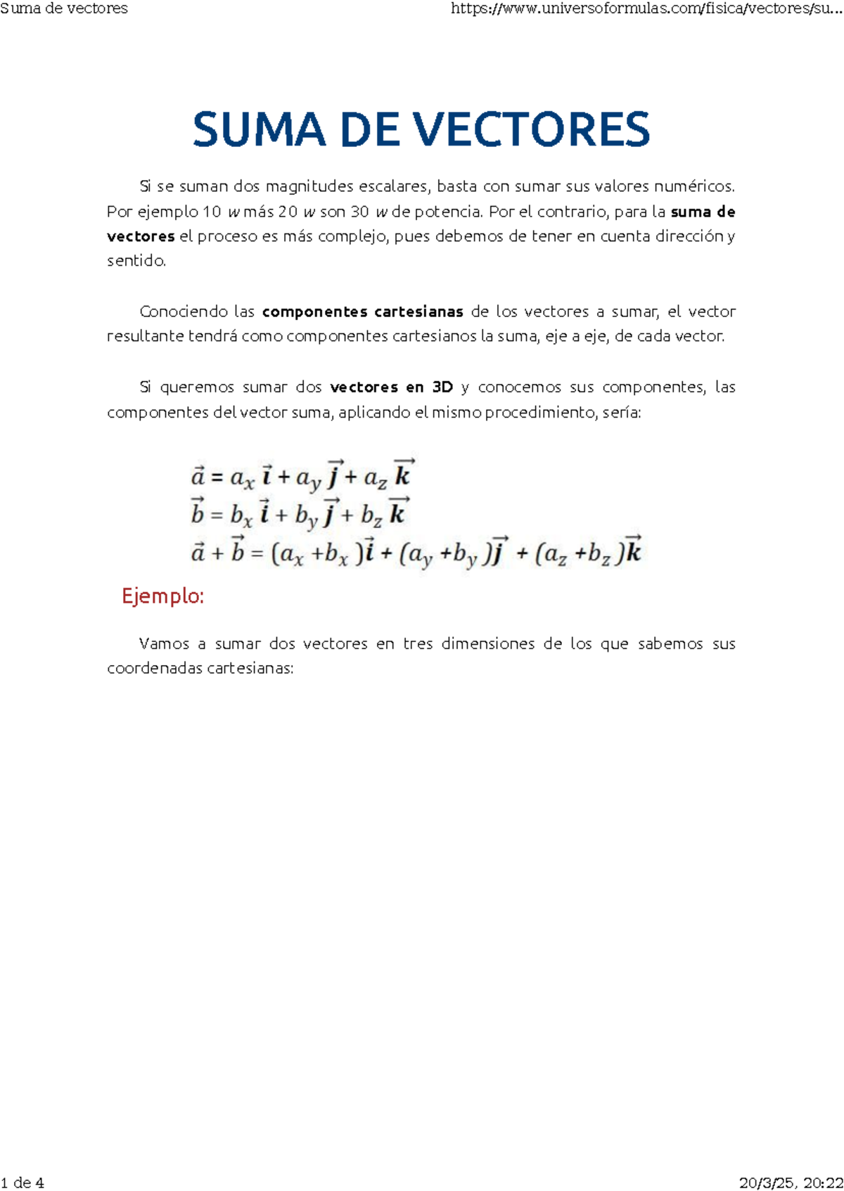 Suma de vectores - SUMA DE VECTORES Si se suman dos magnitudes ...