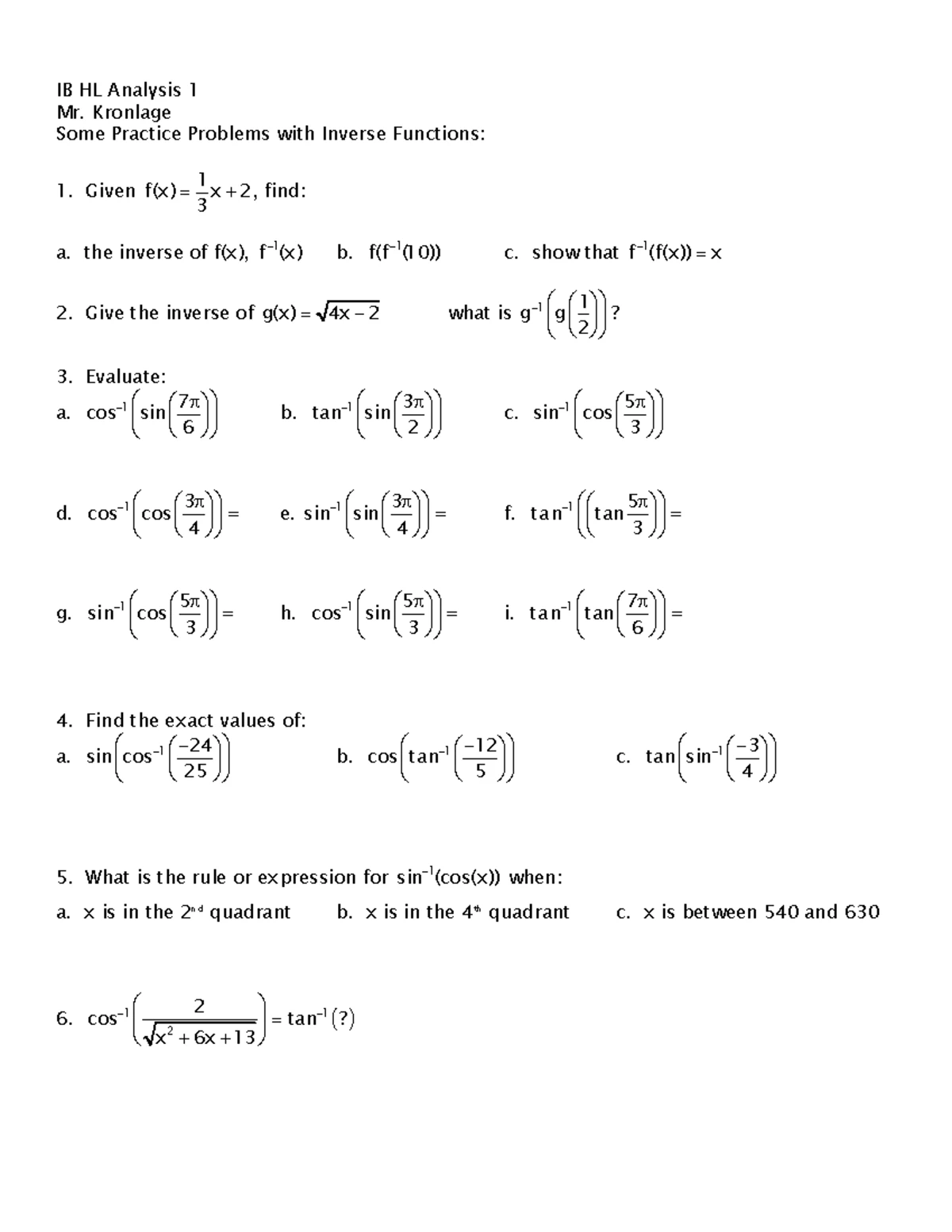 Answers to IB HL Math 1: Function Sketching & Logarithm Problems - Studocu