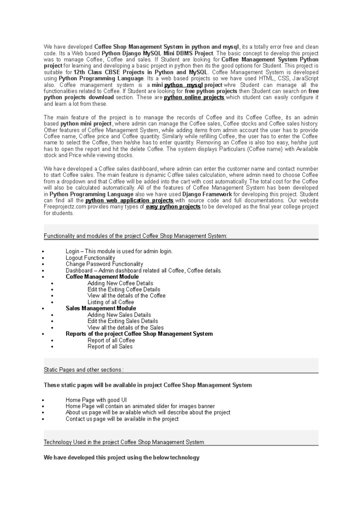 Coffe shop management system - We have developed Coffee Shop Management ...