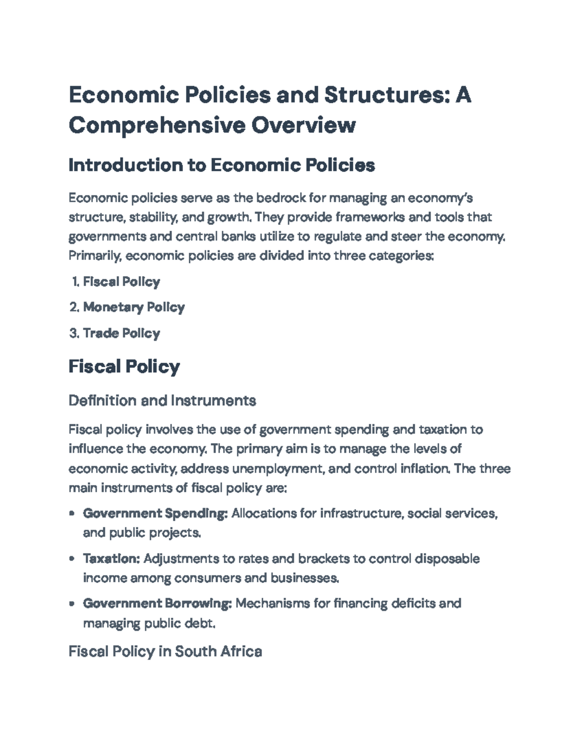Econ 101: Overview and Analysis of South Africa's Economic Policies ...