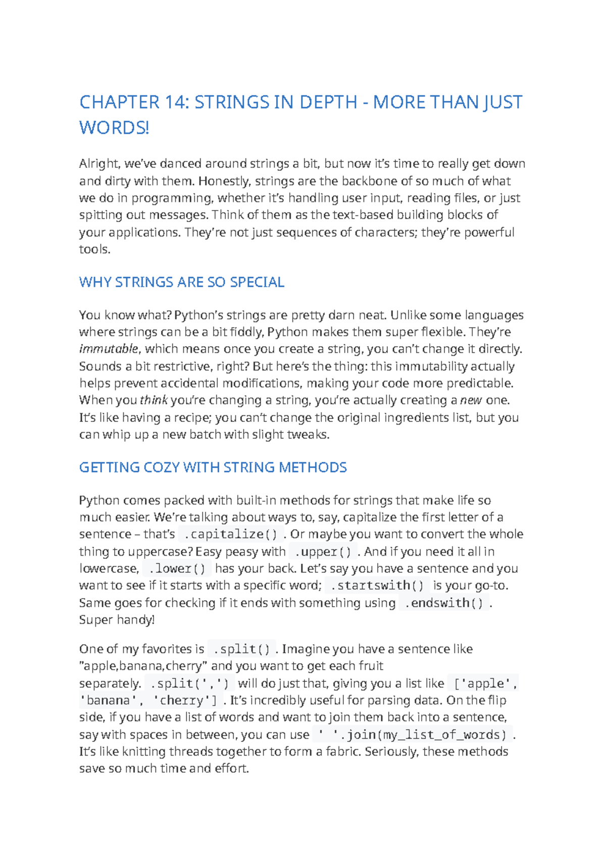 CH14: Strings in Depth - Python Programming Review - Studocu