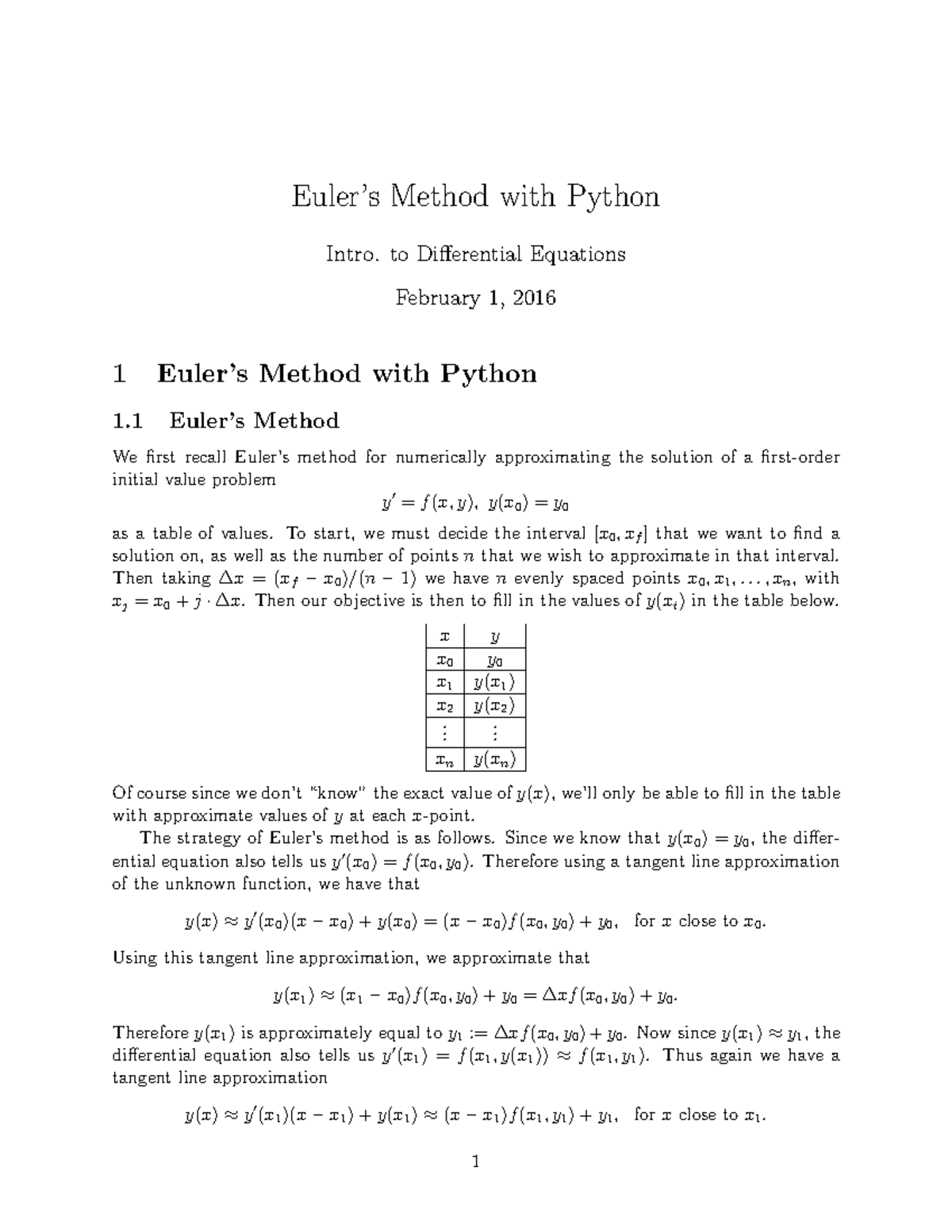 Euler Method Implementation with Python - [TUDELFT] - Studeersnel