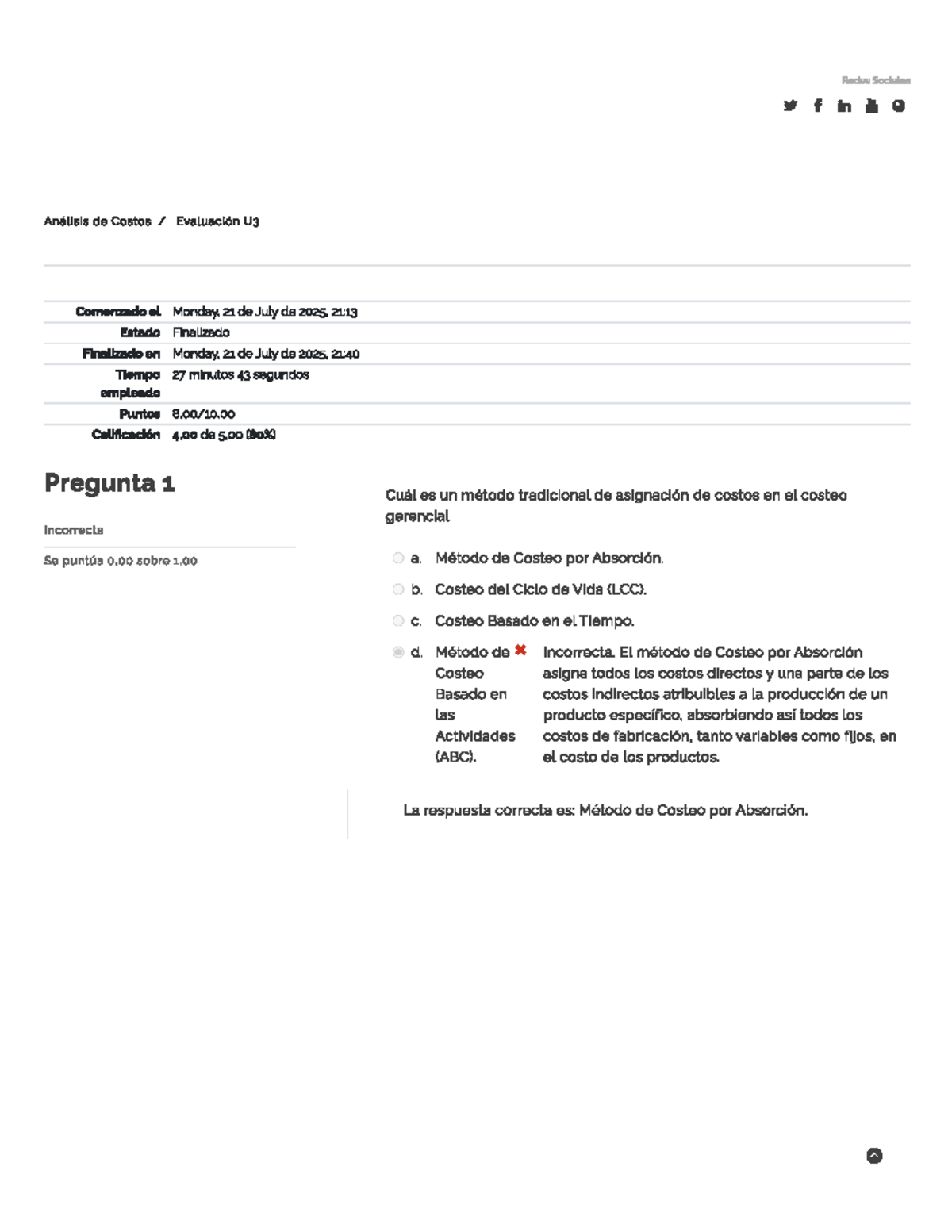 Análisis de Costos y Rentabilidad - 3 Parcial Evaluación U3 - Studocu