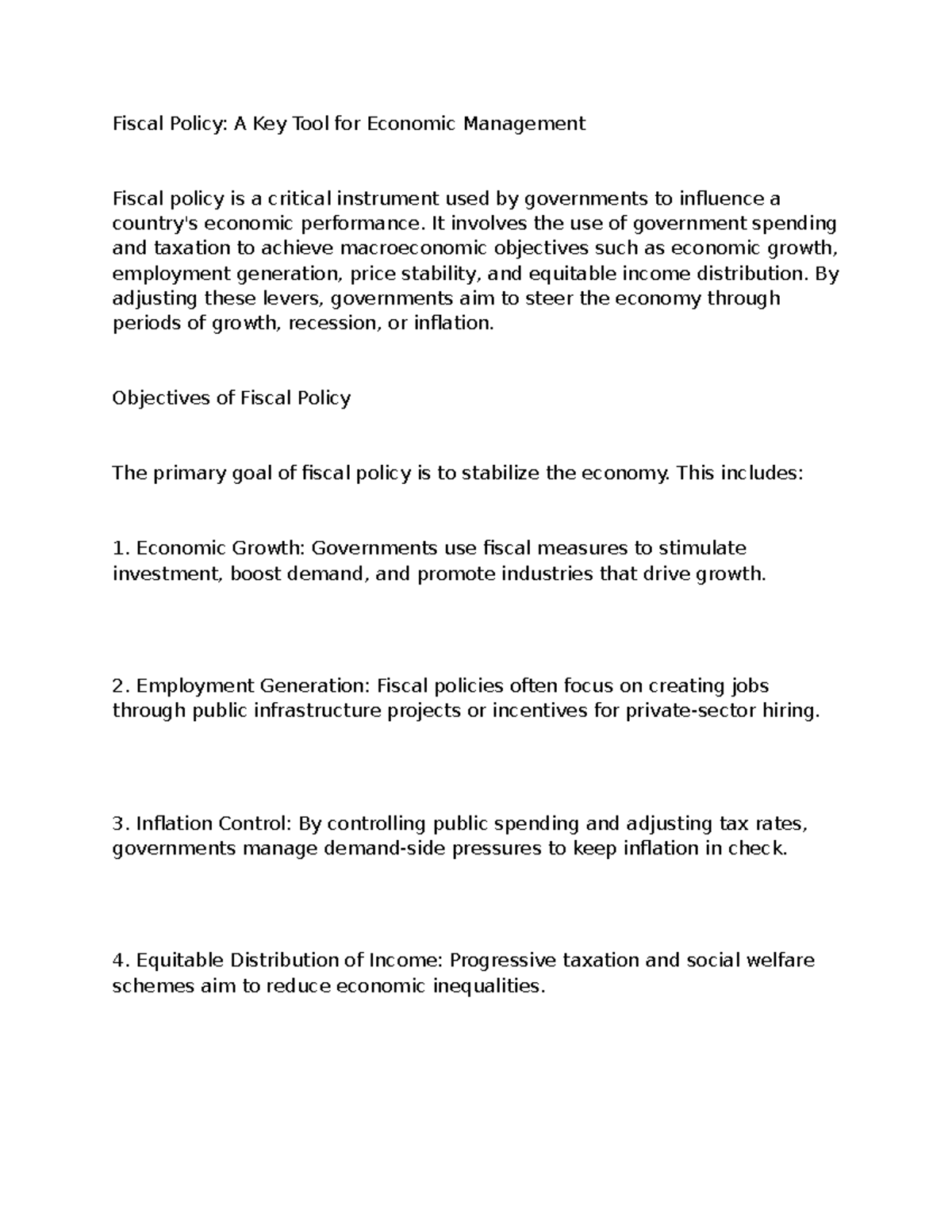 ECO 101: Understanding Fiscal Policy and Its Economic Impact - Studocu