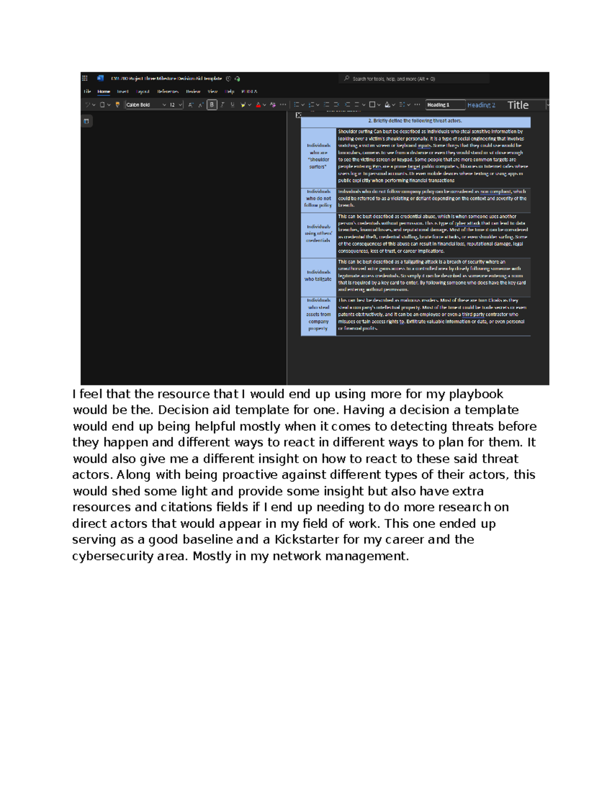 Cyber playbook submission- I feel that the resource that I would end up ...