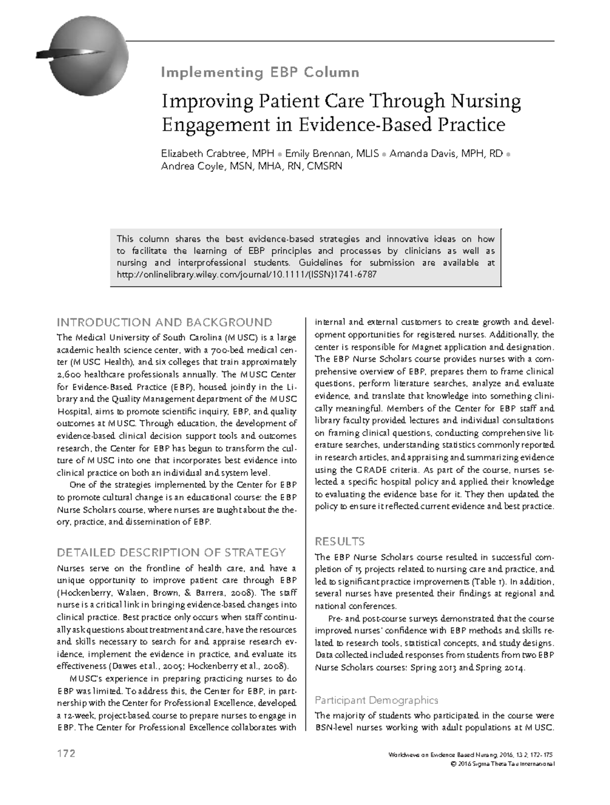 Implementing EBP Strategies for Enhanced Patient Care in Nursing - Studocu