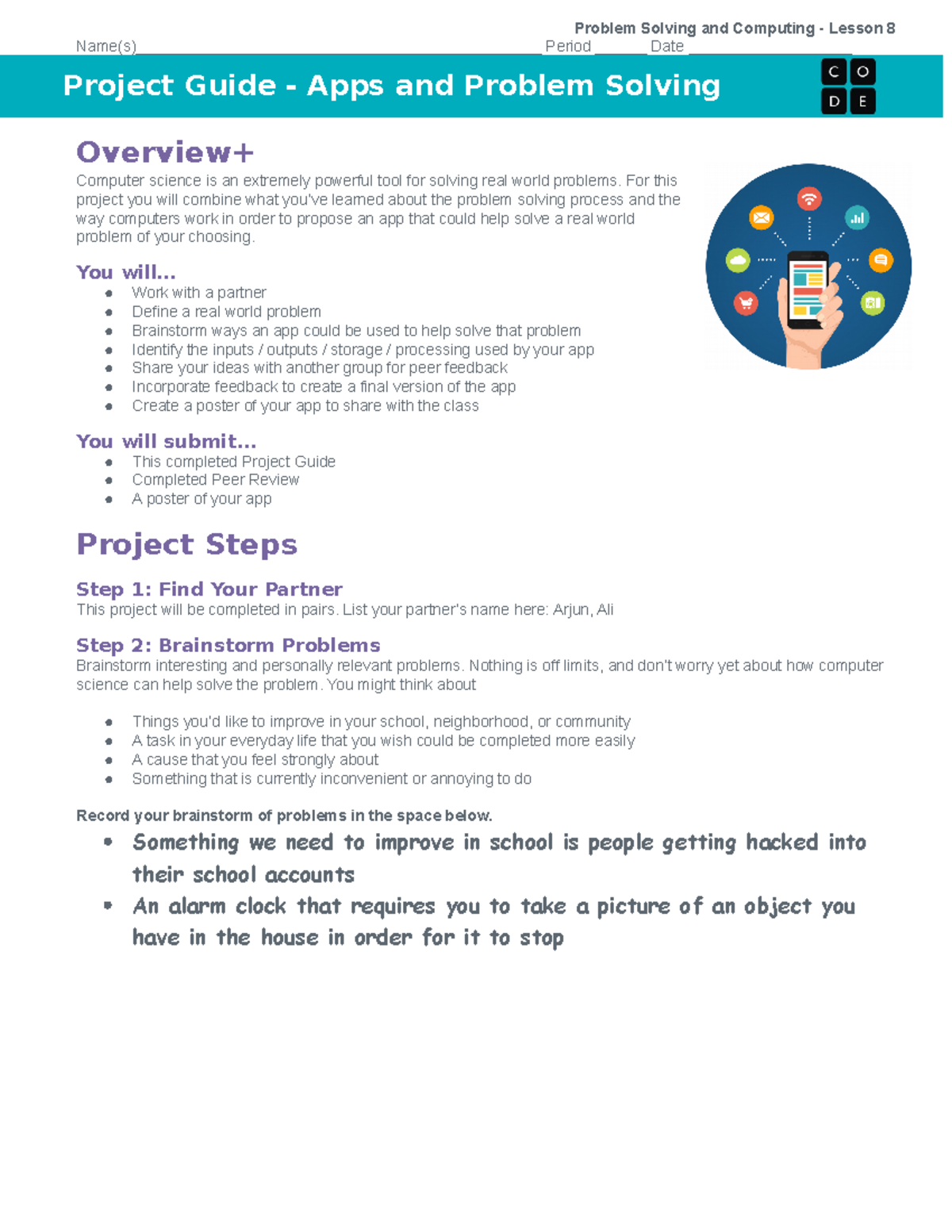 U1L08+-+Project+Guide+-+Apps+and+Problem+Solving+(1) - Problem Solving ...