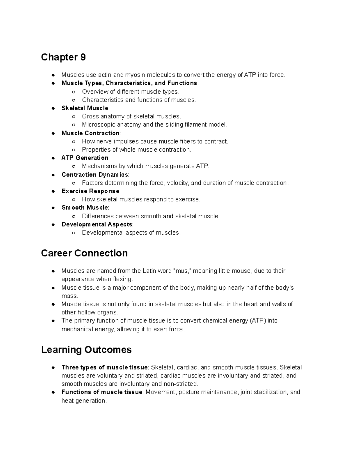 Chapter 9: Muscle Tissue and Contraction Mechanisms - Studocu