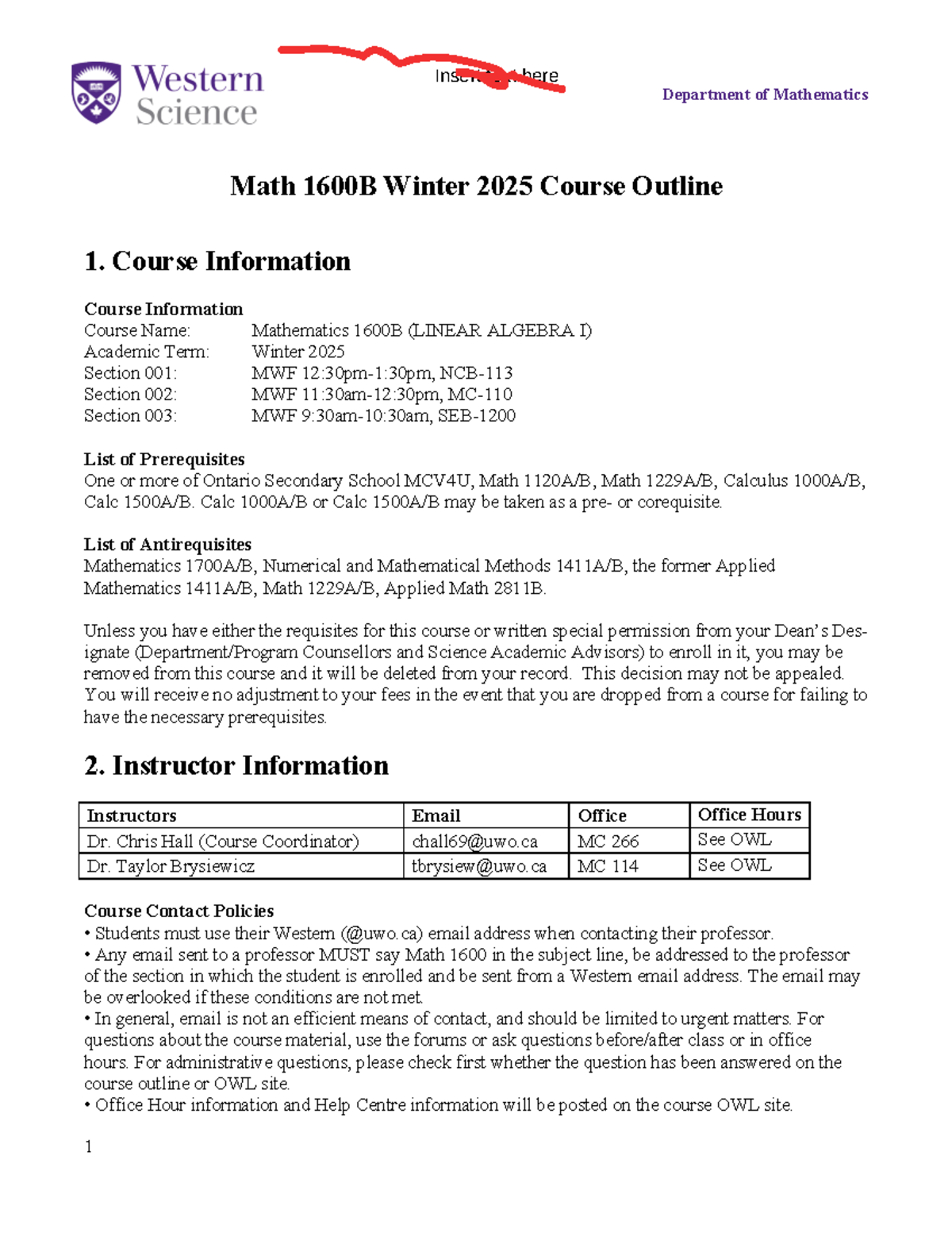 Math 1600B Winter 2025 Course Outline and Evaluation Methods - Studocu