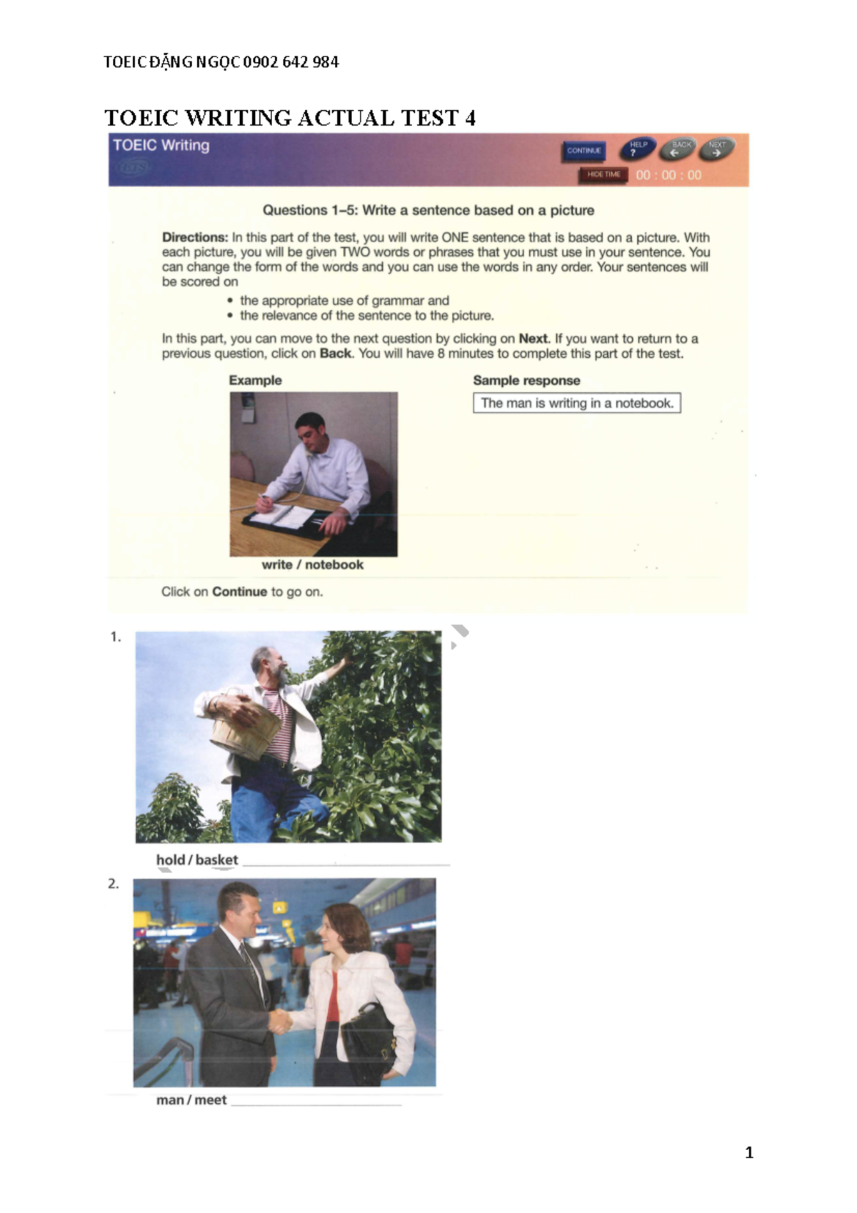 Toeic Writing Actual TEST 4 - LC 3001 - TOEIC WRITING ACTUAL TEST ...