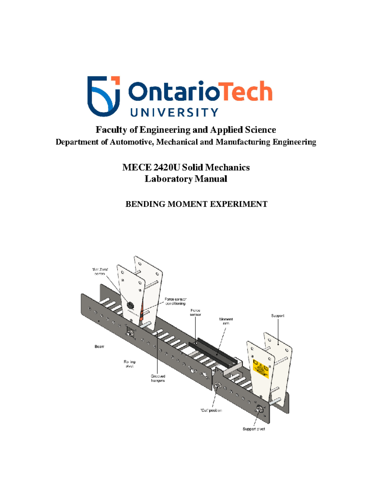 Bending Moment Experiment Analysis - MECE 2420U Lab Manual - Studocu