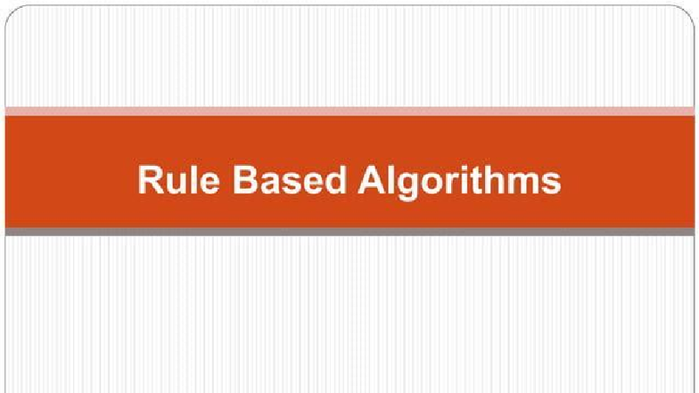 Rule Based Algorithms: Introduction to Classification in Data Mining ...