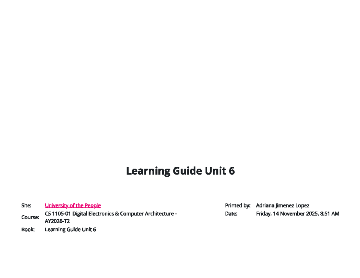 Learning Guide Unit 6: Computer Architecture & Z80 Microprocessor ...
