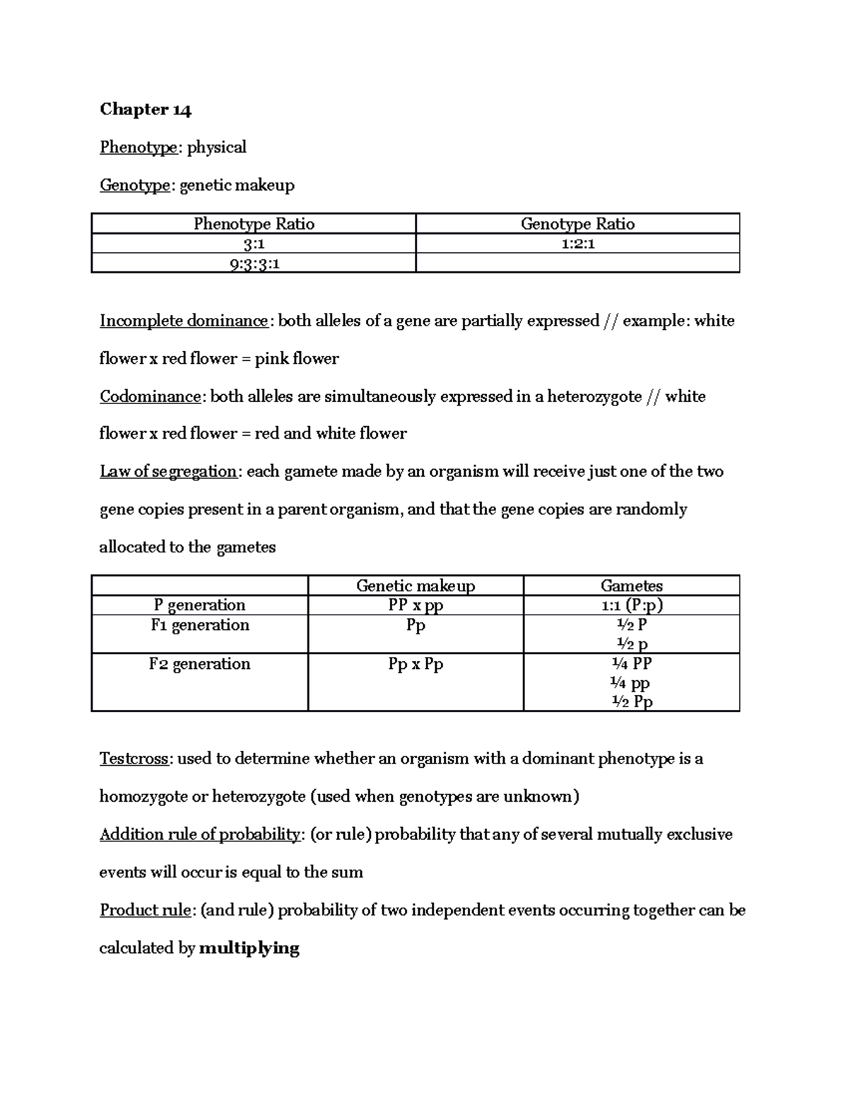 Genetics Exam 2 Study Notes: Phenotypes, Genotypes & Key Concepts - Studocu