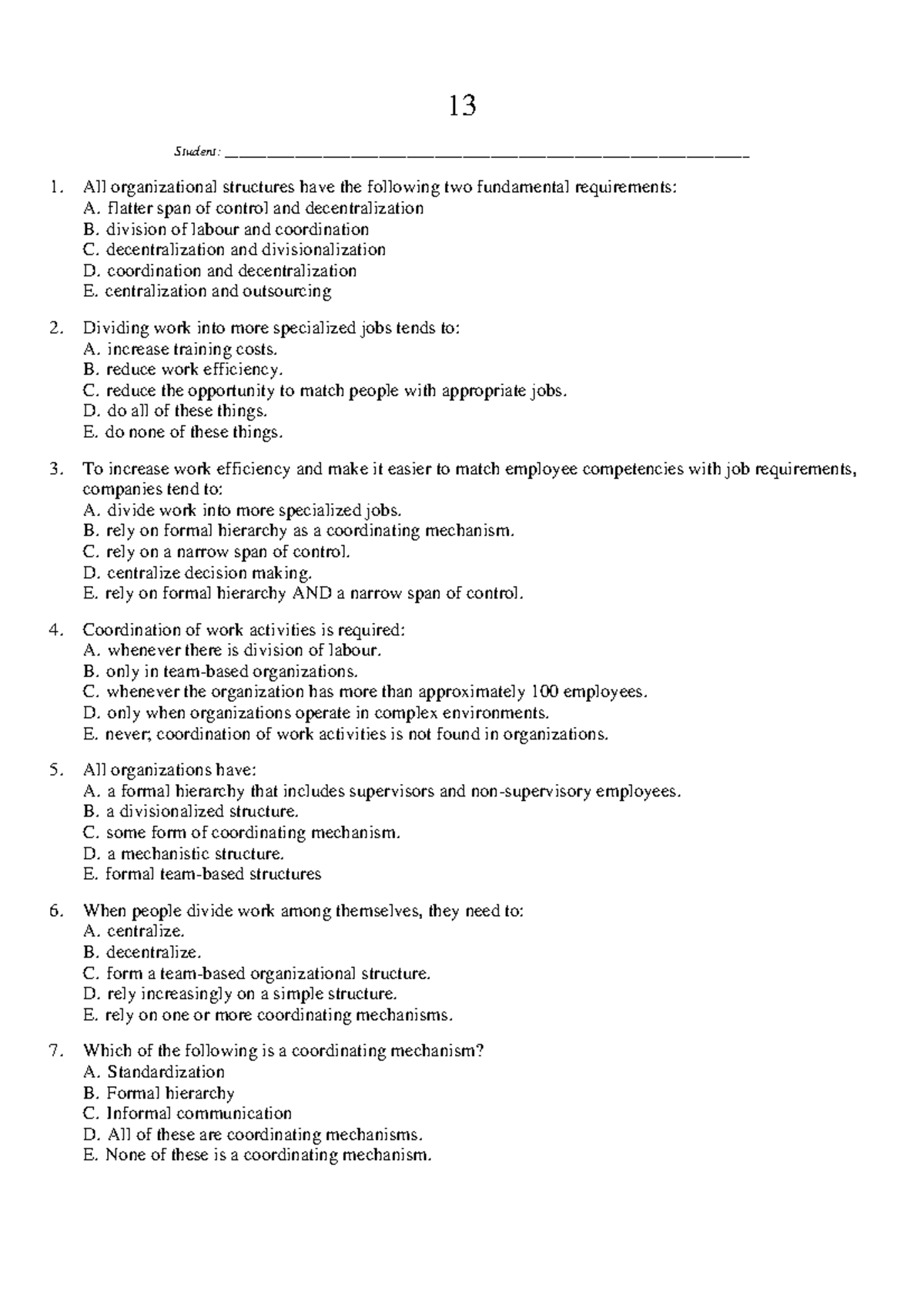 Chap13 - Answers & Questions Review for Organizational Structures - Studocu